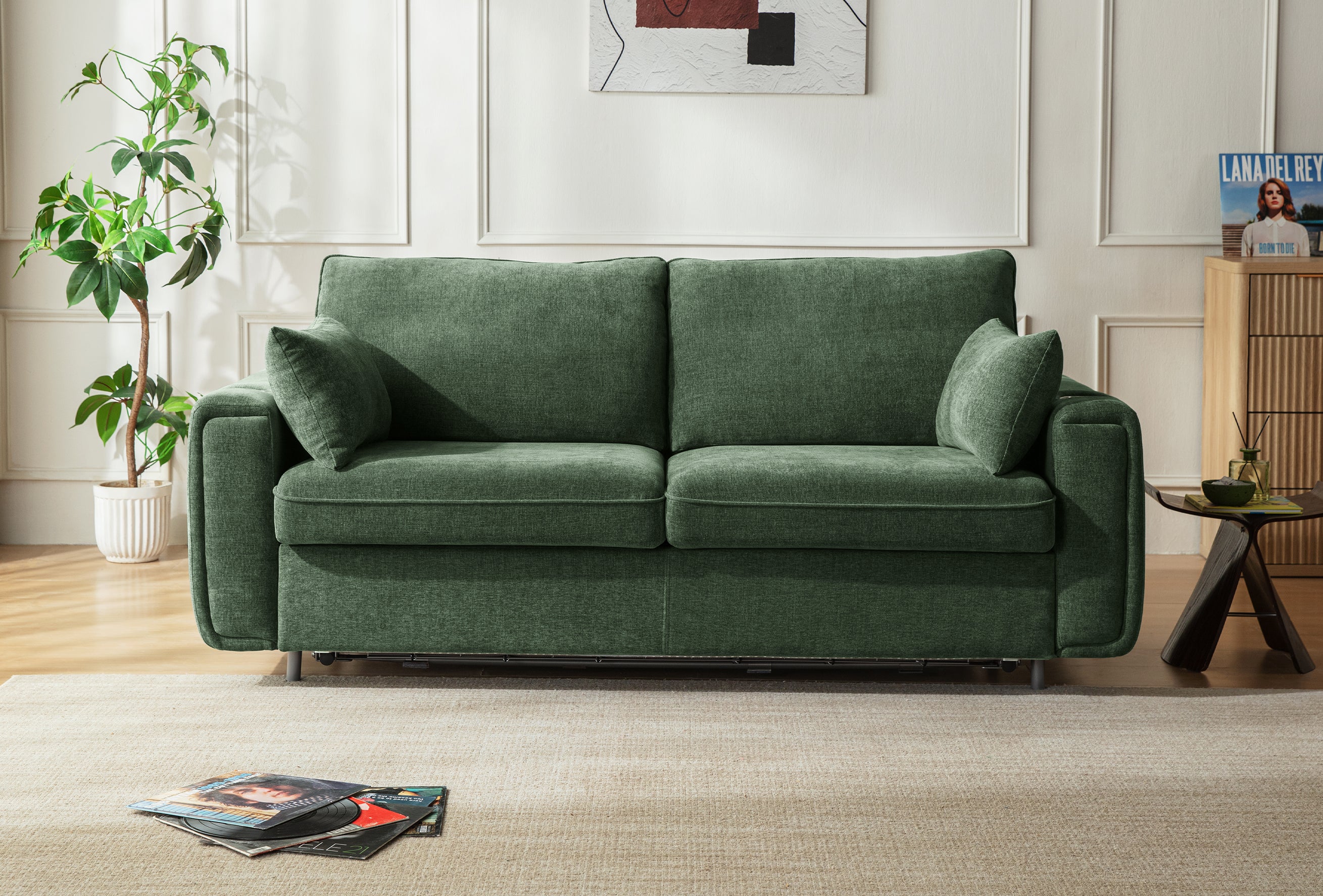 LUMI 2-in-1 Queen Sleeper Sofa with One-Pull Bed, USB Charging & RGB