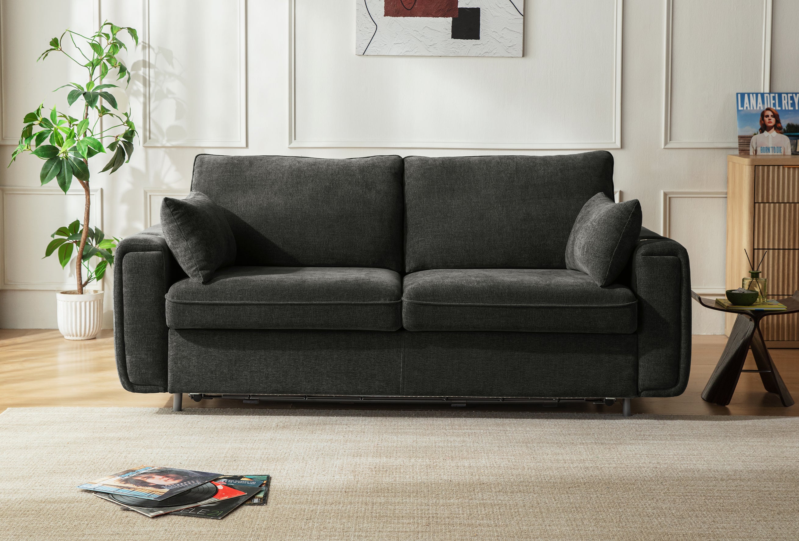 LUMI 2-in-1 Queen Sleeper Sofa with One-Pull Bed, USB Charging & RGB