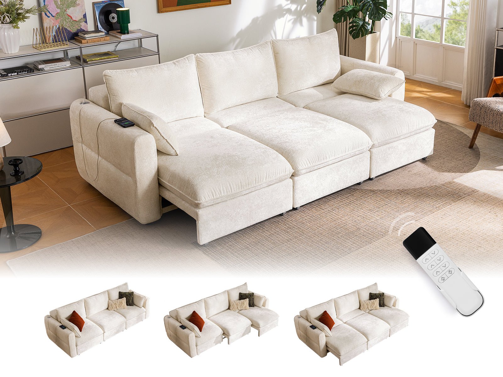 DOVA Oversized Electric Extendable Sofa Bed Dark Grey
