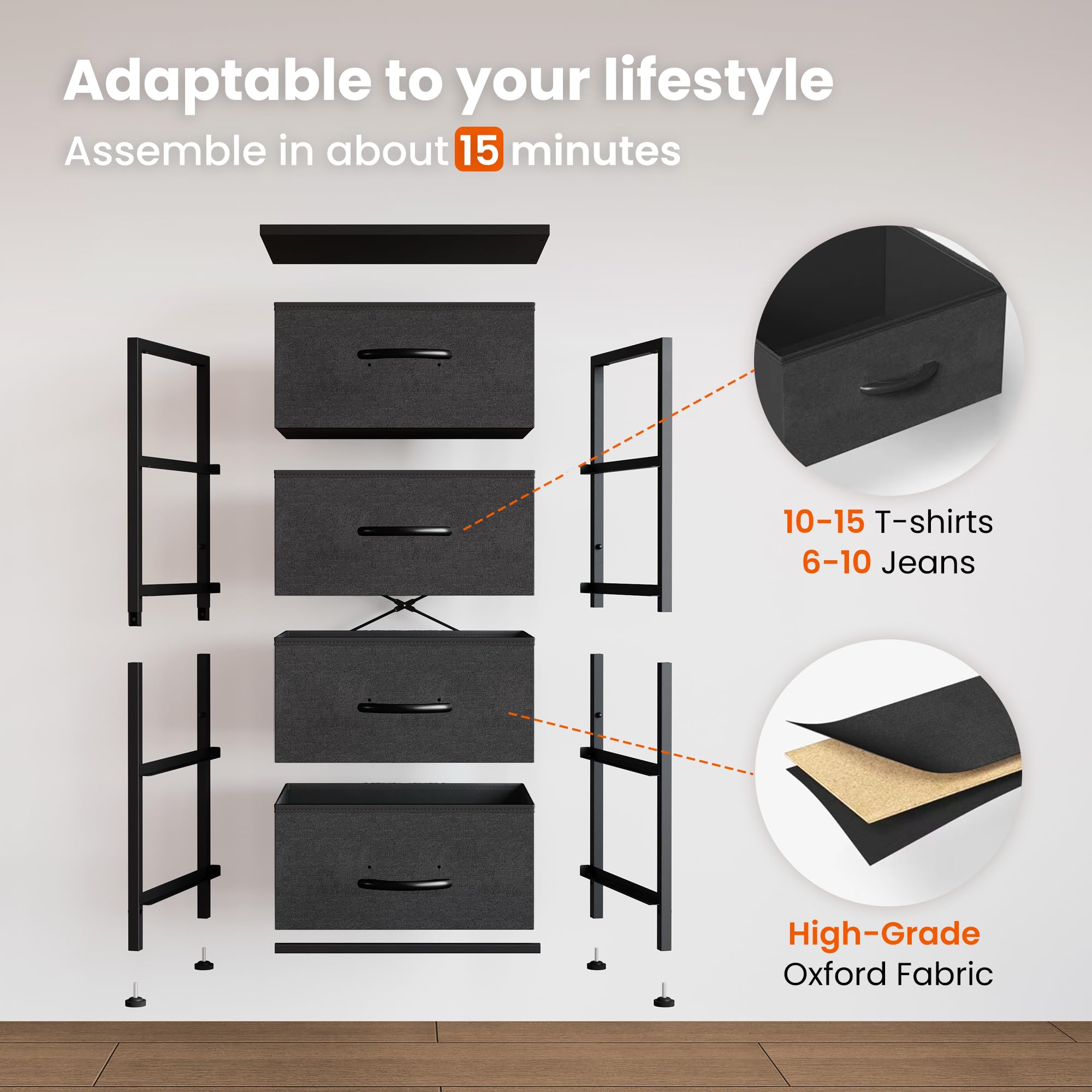Textile 4 - Drawer Storage Dresser
