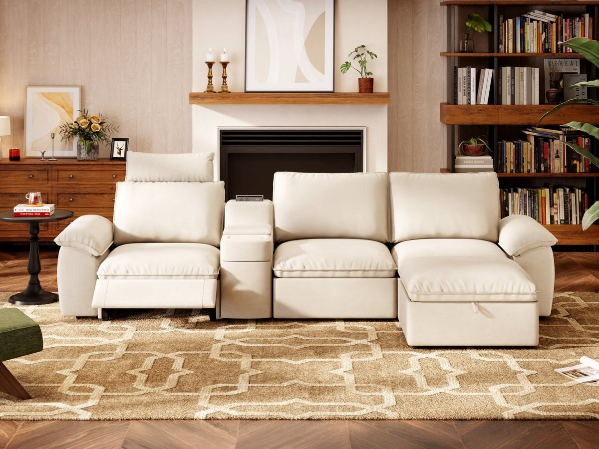 SOMA Prestige 4 Seat L - shaped, with Recliner & Console | Nap Armrests