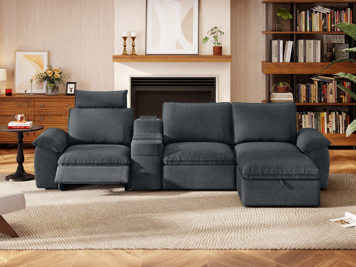 SOMA Prestige 4 Seat L - shaped, with Recliner & Console | Nap Armrests