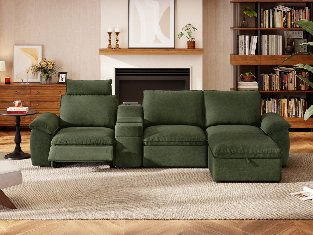 SOMA Prestige 4 Seat L - shaped, with Recliner & Console | Nap Armrests