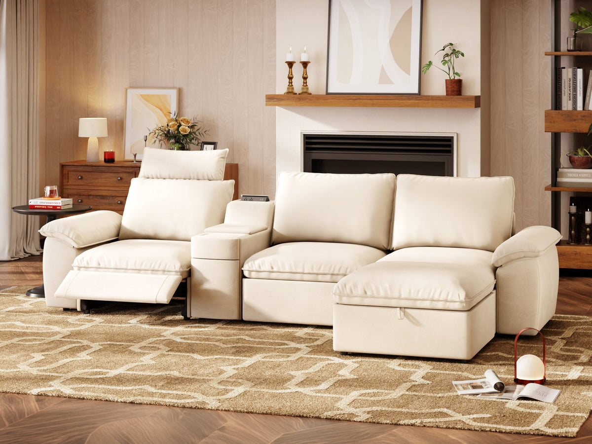 SOMA Prestige 4 Seat L - shaped, with Recliner & Console | Nap Armrests