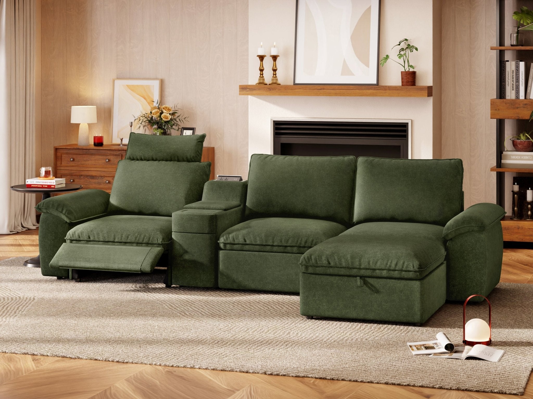 SOMA Prestige 4 Seat L - shaped, with Recliner & Console | Nap Armrests