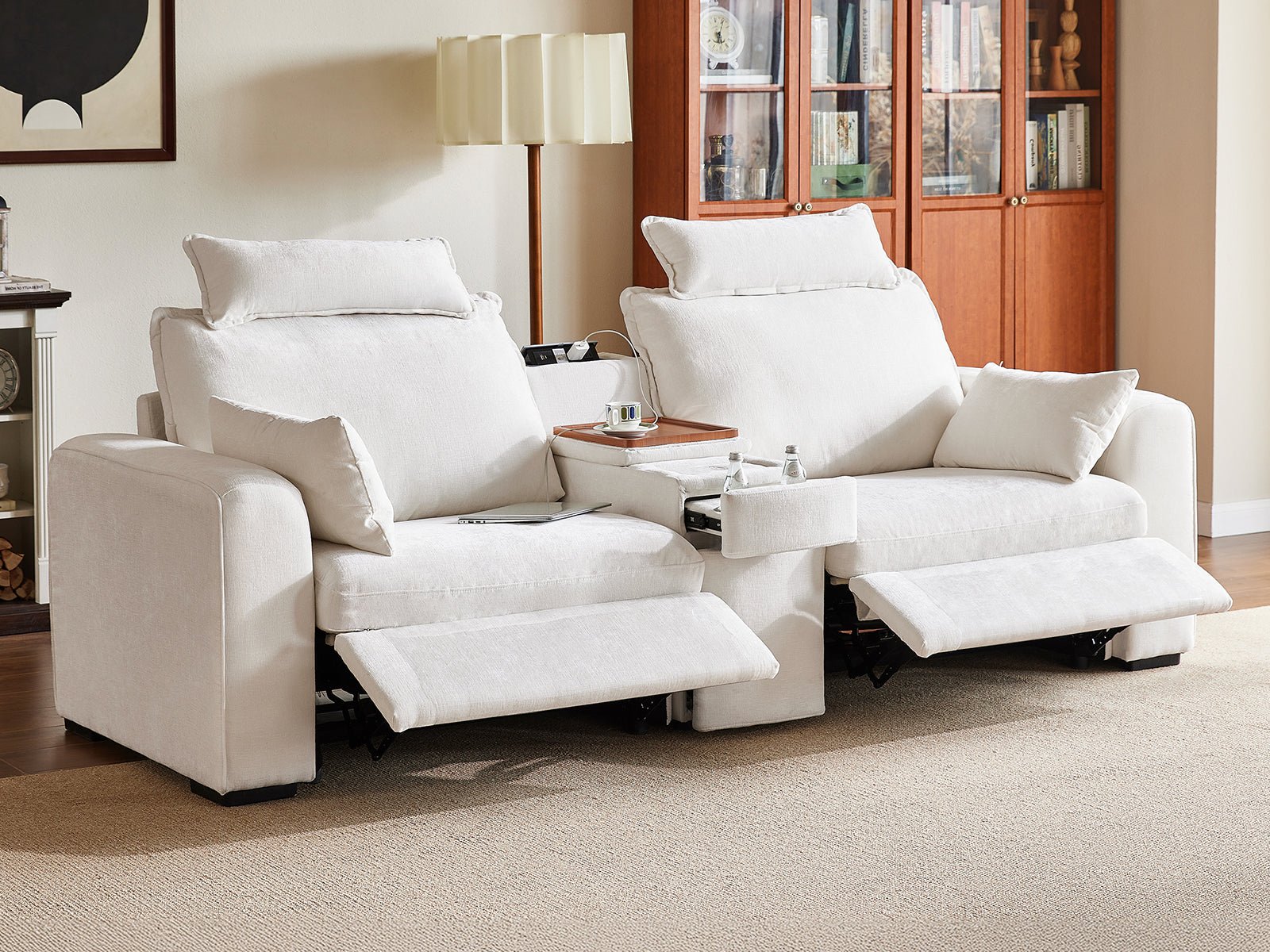 OLAR II 2 Seats with Console Table & Power Recliner