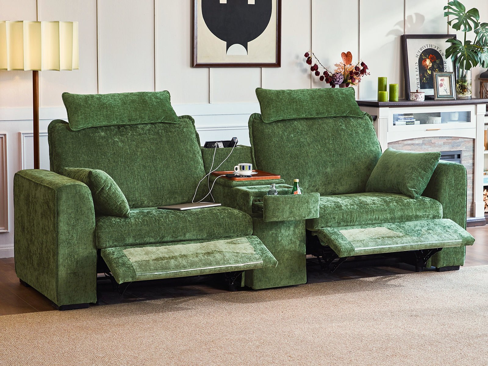 OLAR II 2 Seats with Console Table & Power Recliner