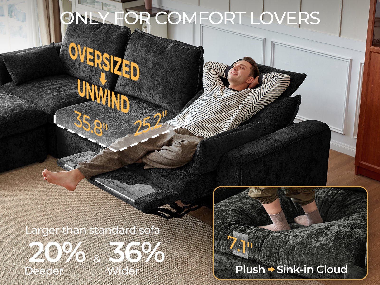 OLAR II 3 Seats (1 Power Recliner) with Console Table & Ottoman