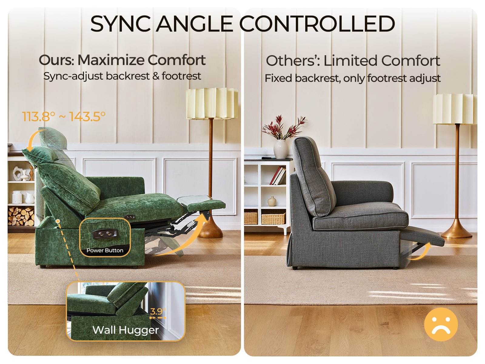 OLAR II 3 Seats (1 Power Recliner) with Console Table & Ottoman