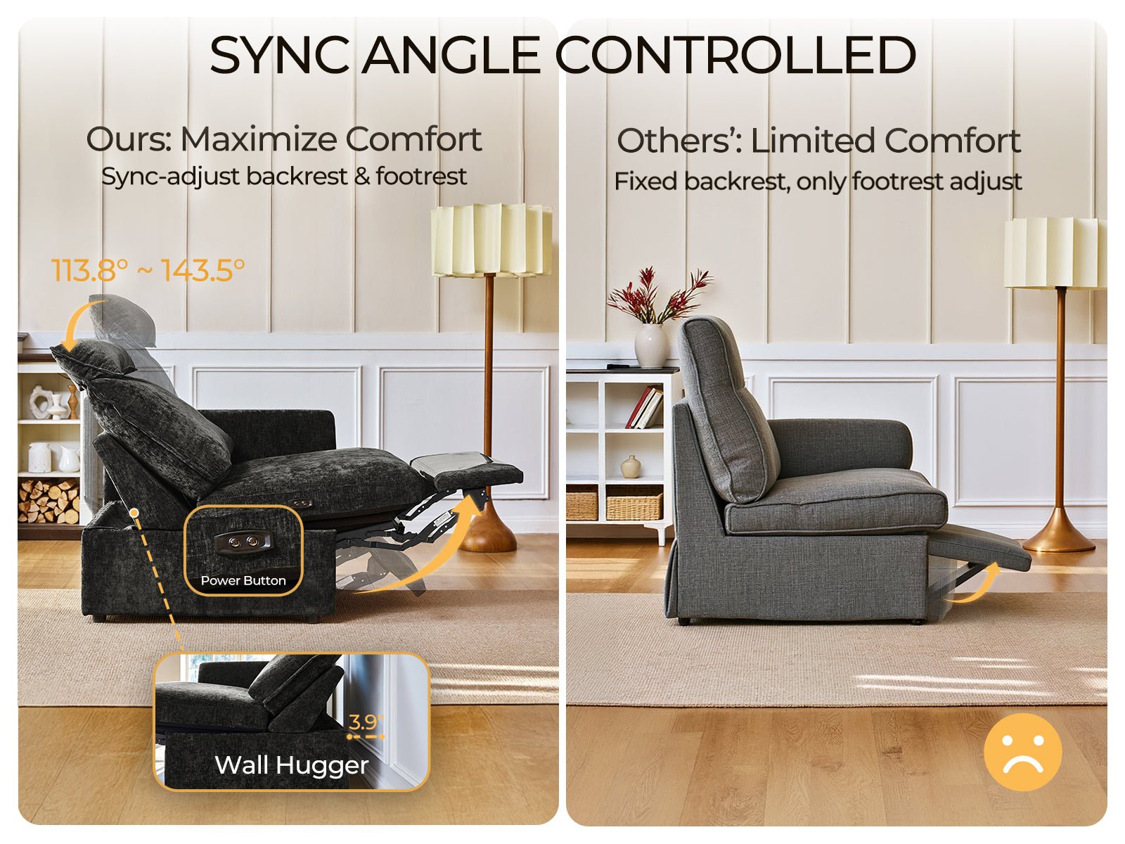 OLAR II 3 Seats (1 Power Recliner) with Console Table & Ottoman