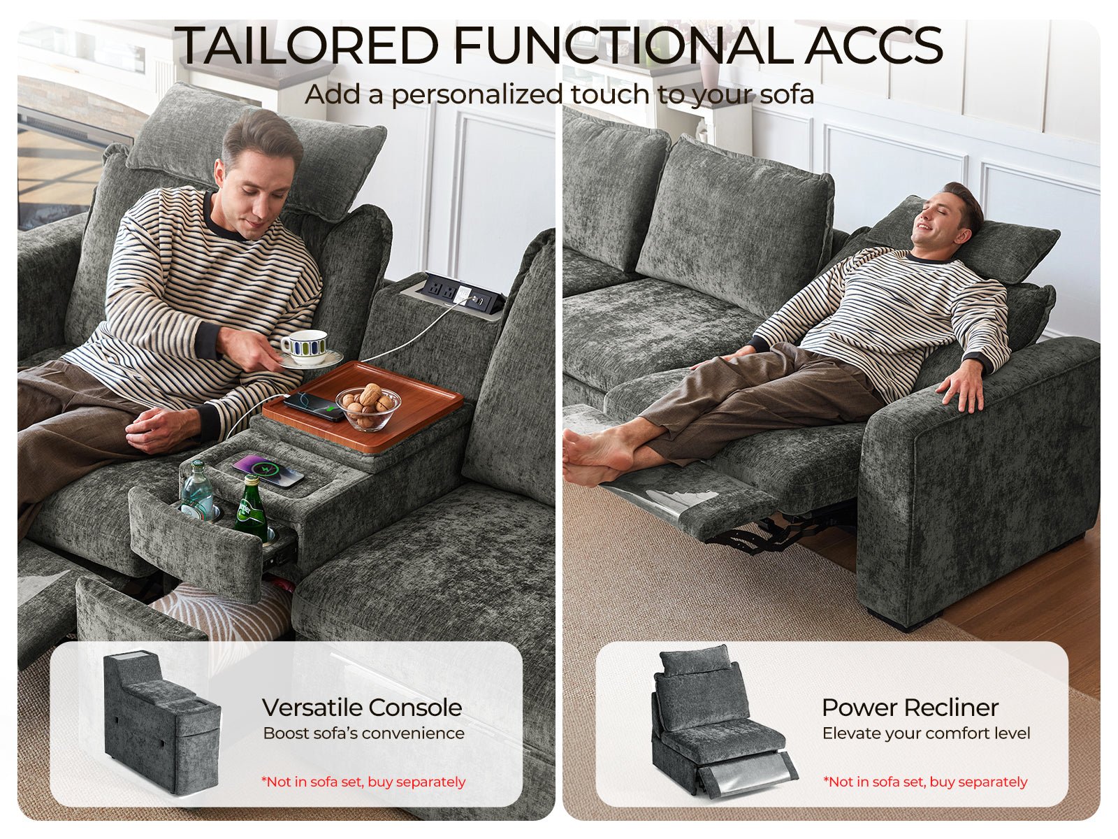 OLAR II 2 Seats with Console Table & Power Recliner