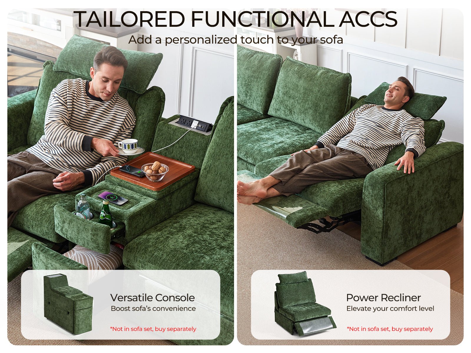 OLAR II 2 Seats with Console Table & Power Recliner