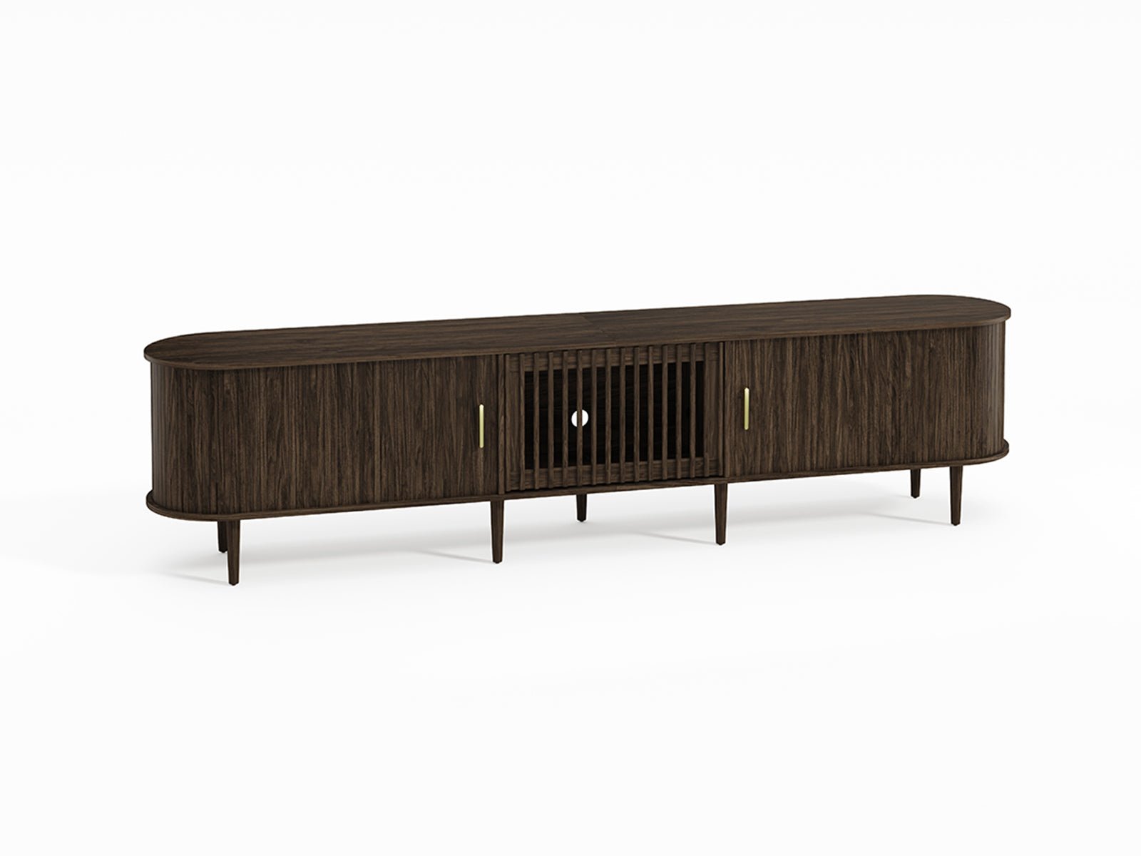 Morvex-94" Mid-Century Modern Tambour Door TV Stand
