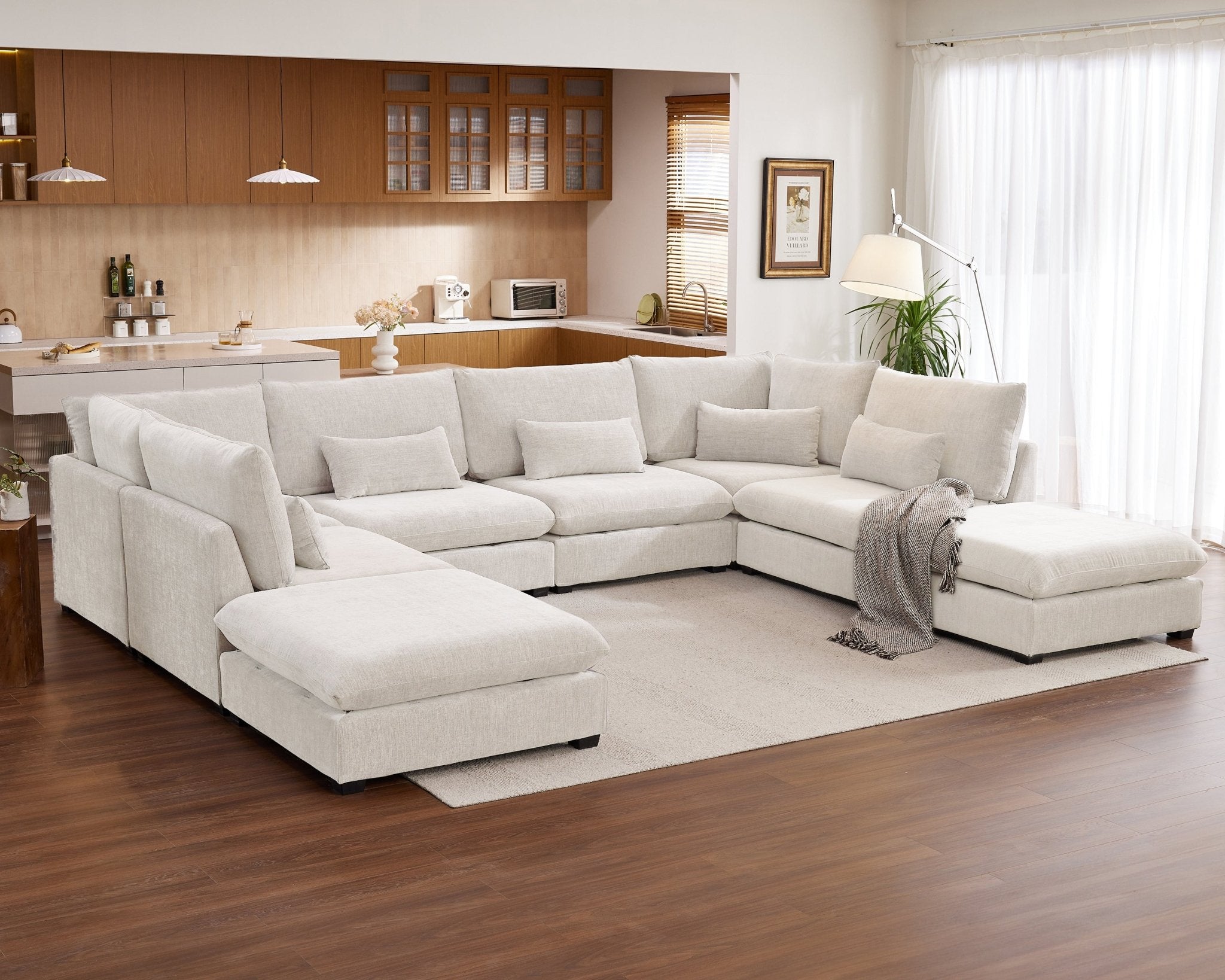 MONARCA Chenille 4 Seats with 4 Ottomans