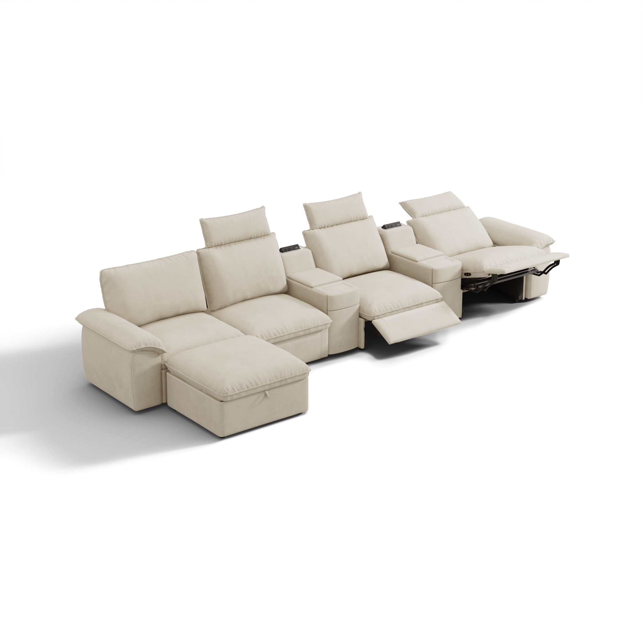 SOMA Prestige 5 Seat L - shaped, with 3 Recliners & 2 Consoles | Nap Armrests