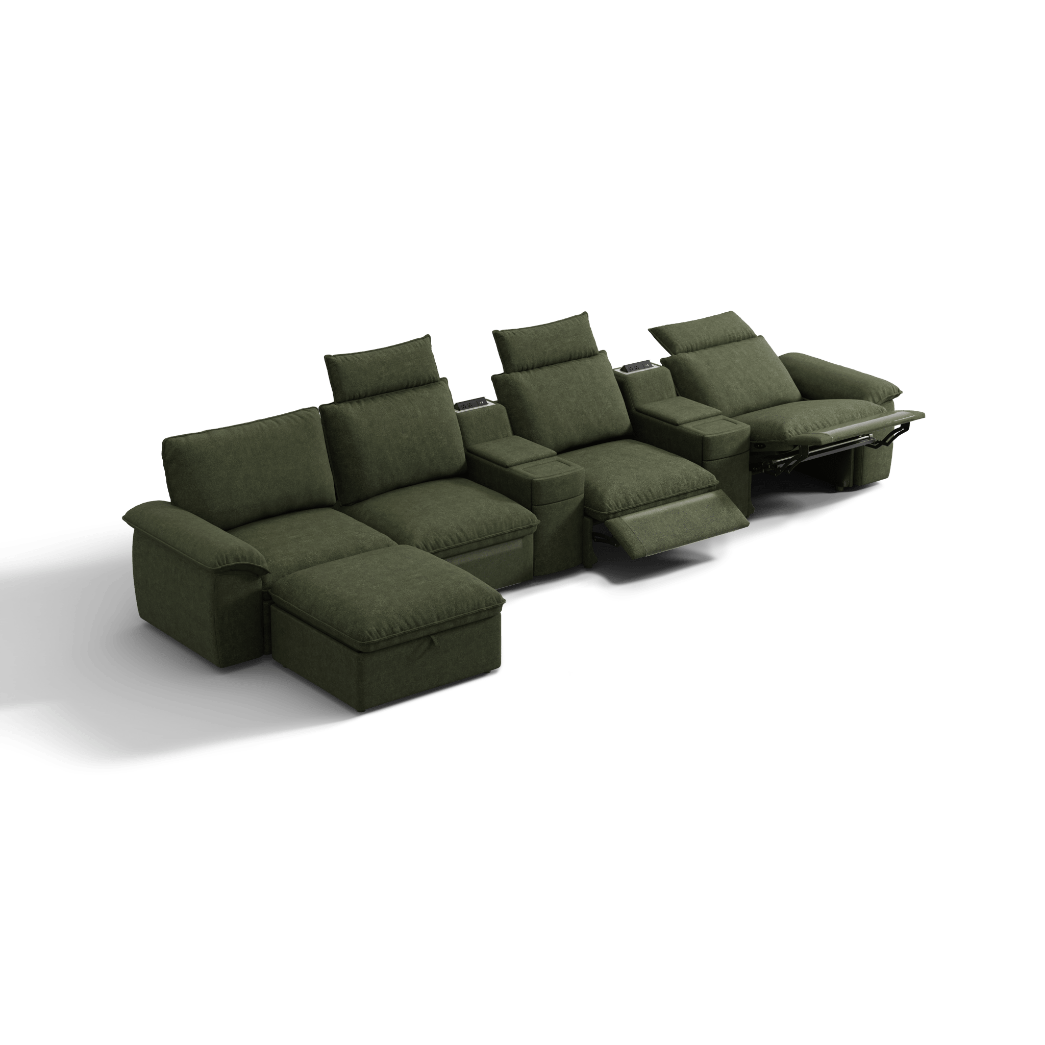 SOMA Prestige 5 Seat L - shaped, with 3 Recliners & 2 Consoles | Nap Armrests