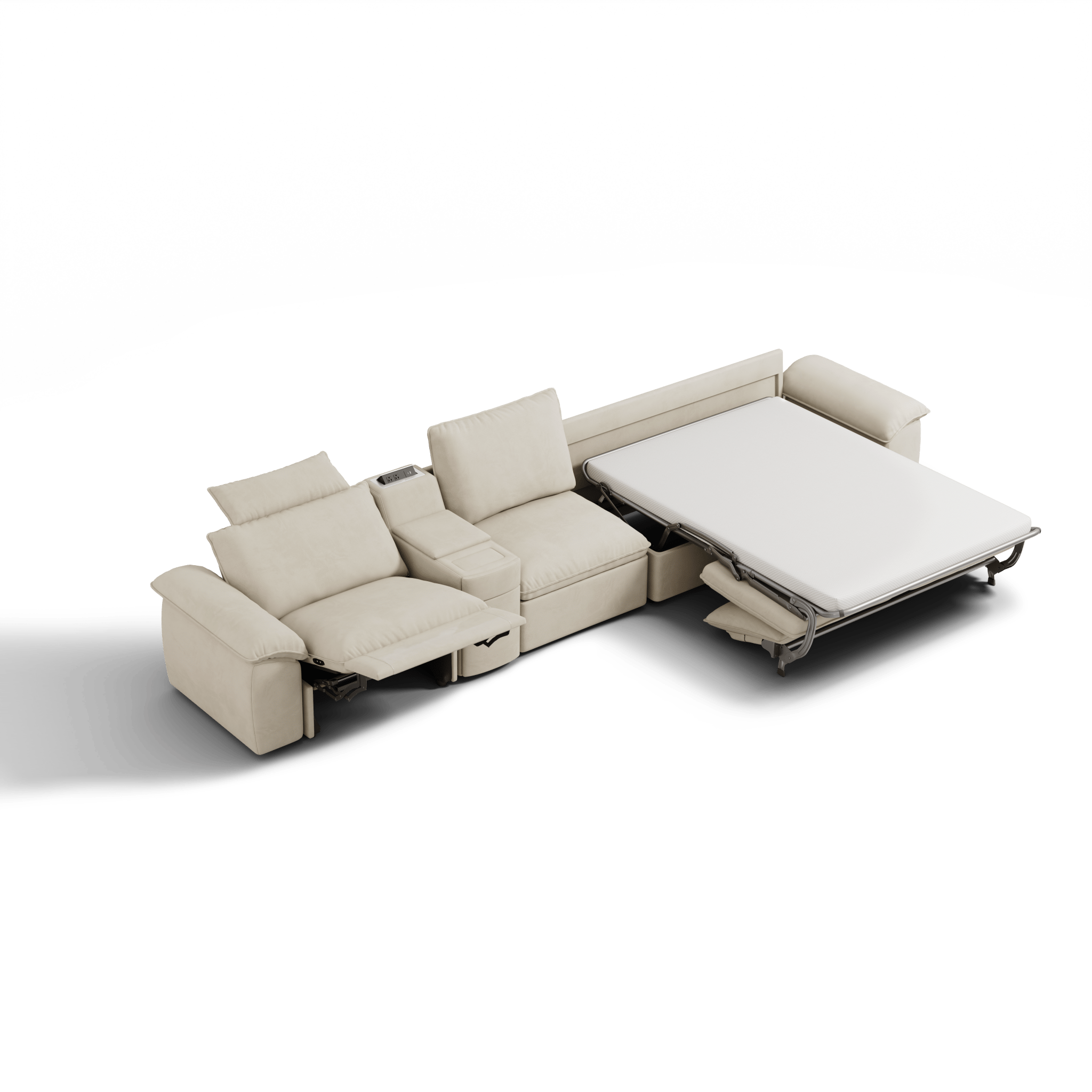 SOMA Oasis II 4 Seat L - shaped Versatile Recliner, with Hidden One - pull Sofa Bed | Nap Armrests
