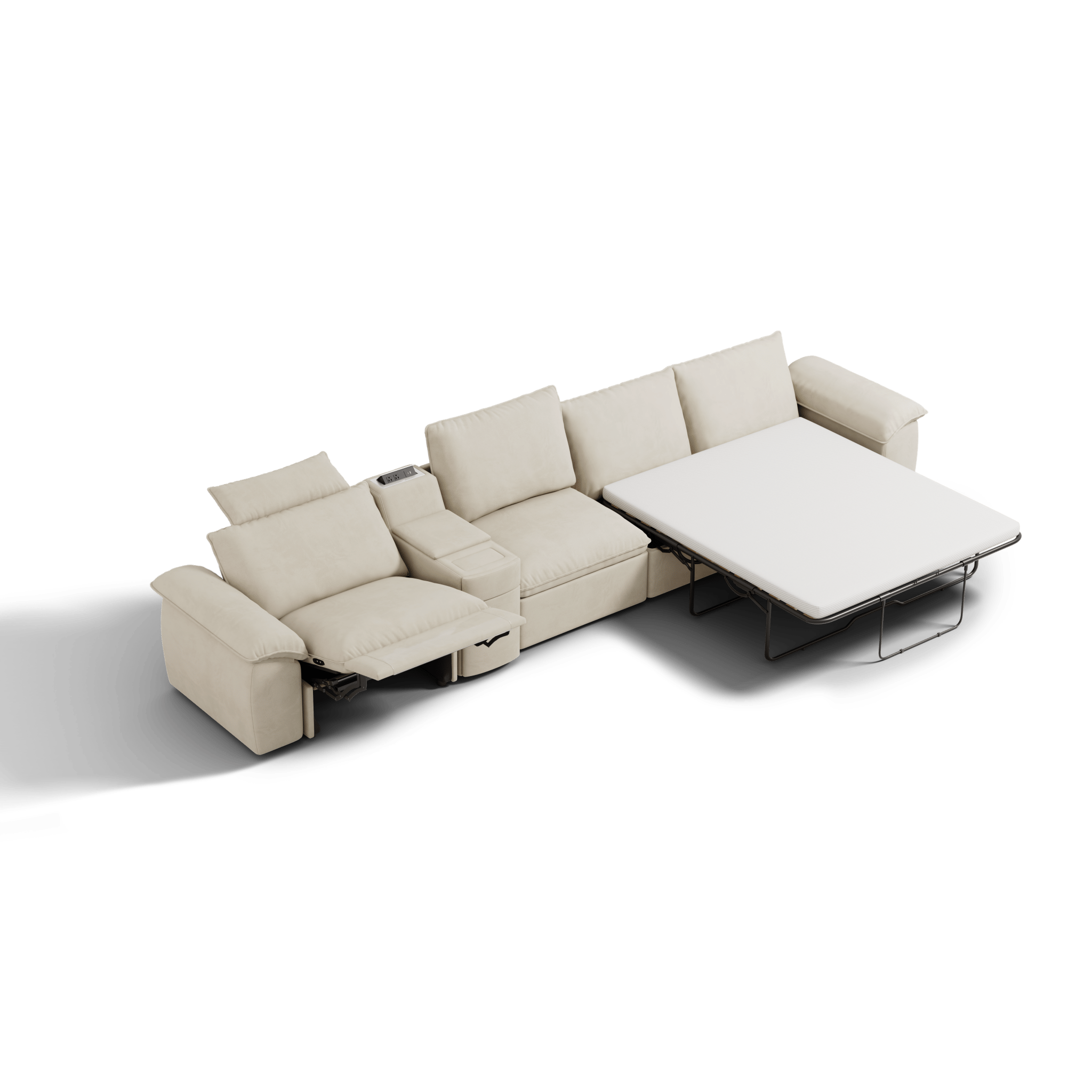 SOMA Oasis I 4 Seat L - shaped Versatile Recliner, with Hidden Sofa Bed | Nap Armrests
