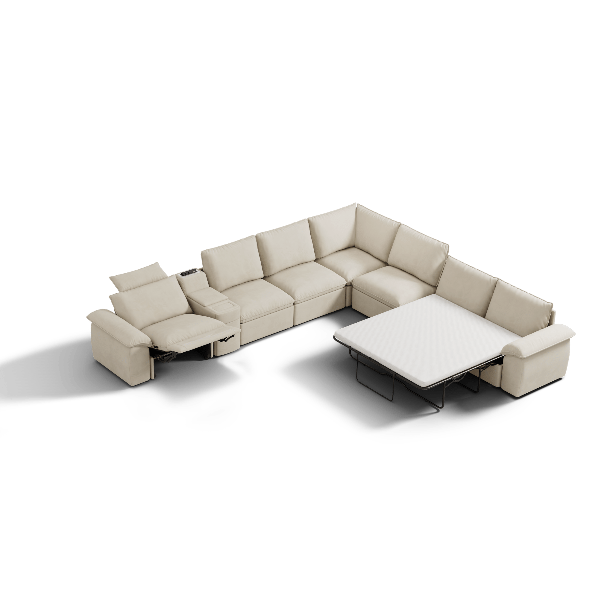 SOMA Oasis I 7 Seat V - shaped Versatile Recliner, with Hidden Sofa Bed | Nap Armrests