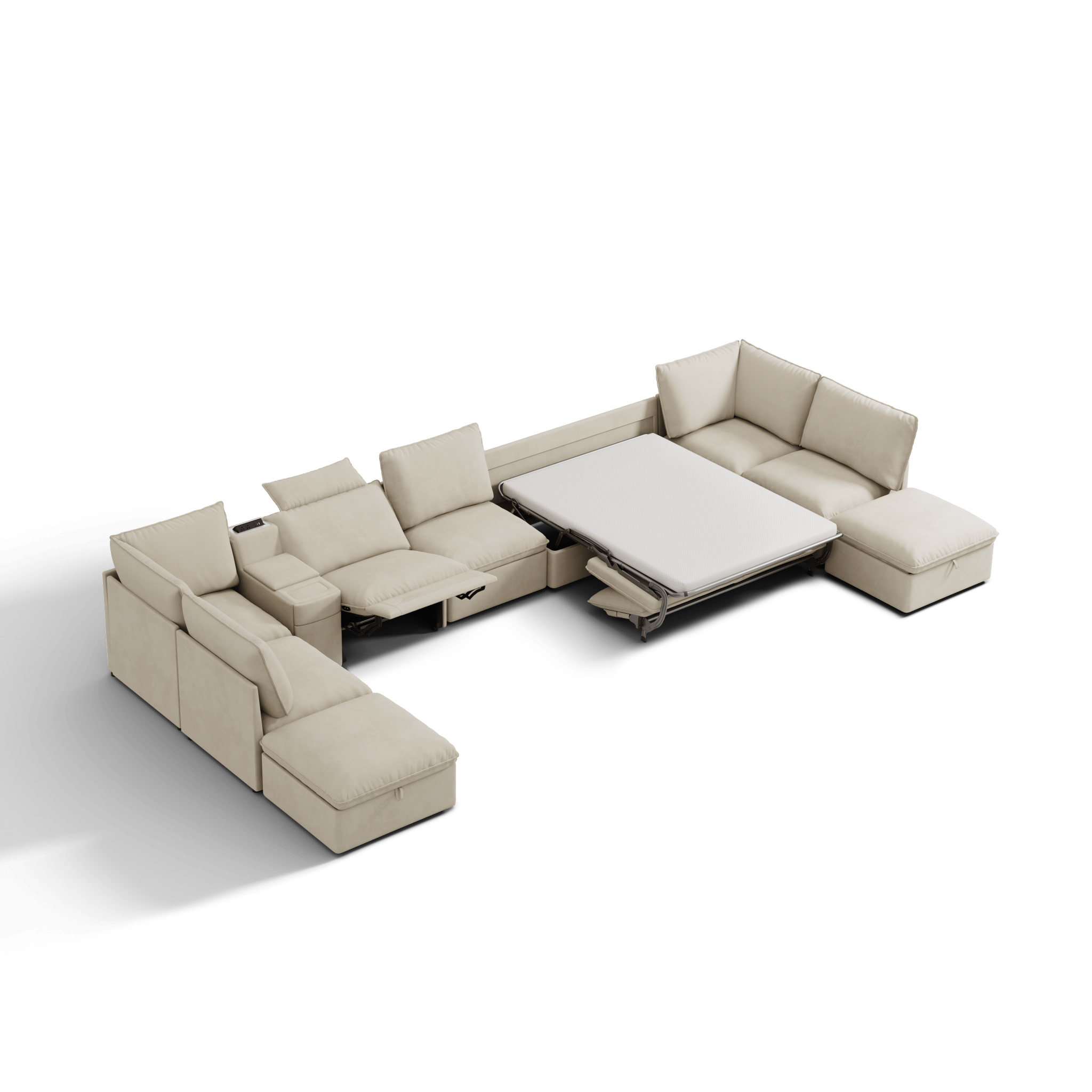 SOMA Oasis II 10 Seat L - shaped Versatile Recliner, with Hidden One - pull Sofa Bed
