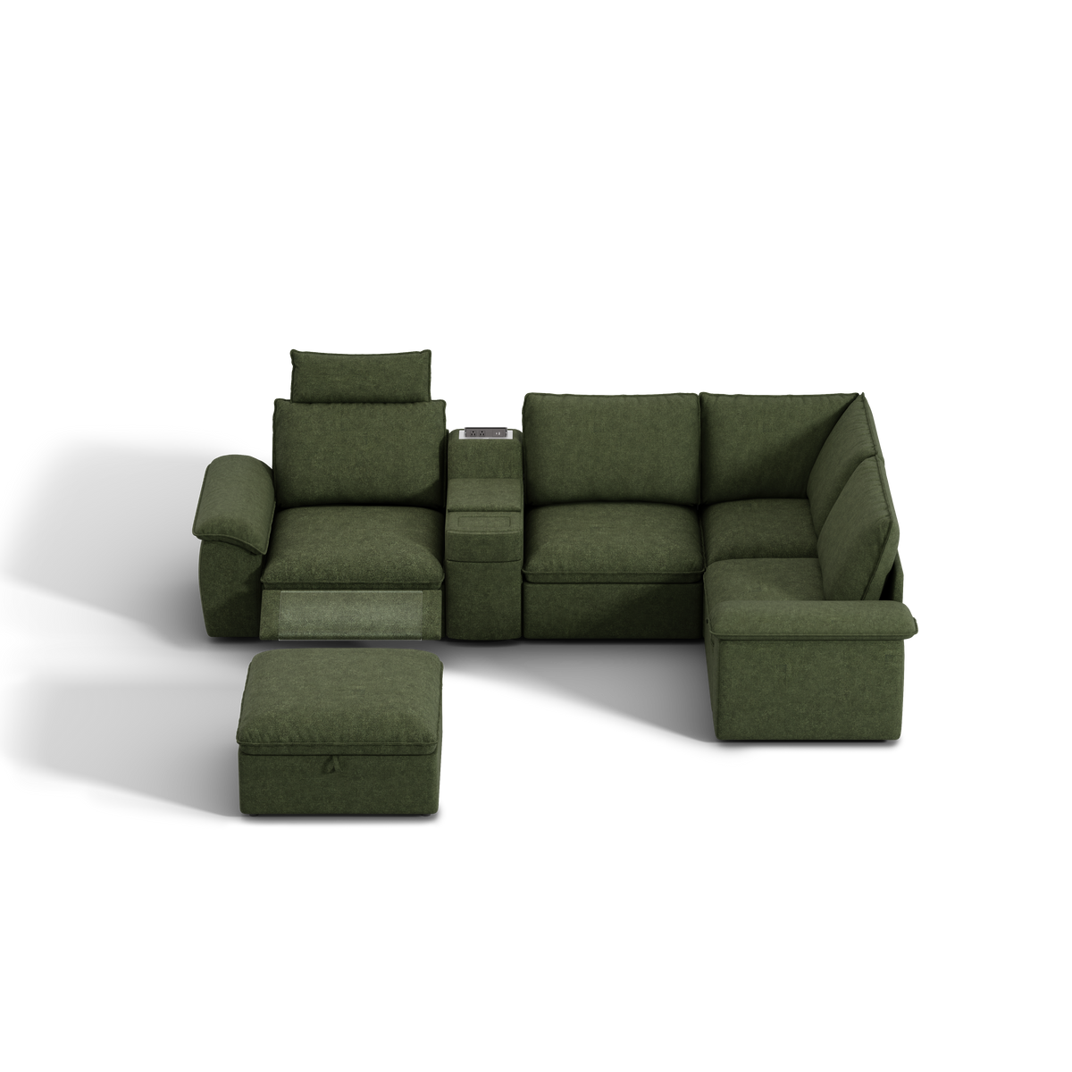 SOMA Prestige 5 Seat L-shaped, with Recliner & Power Console | Nap Armrests