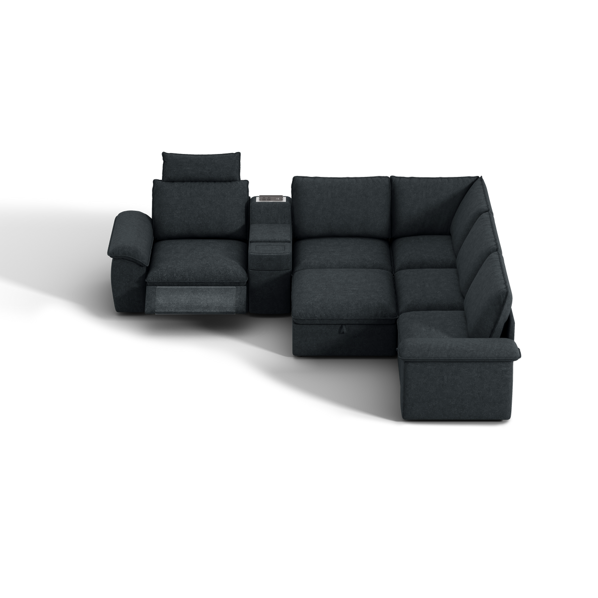 SOMA Prestige 6 Seat V-shaped, with Recliner & Power Console | Nap Armrests