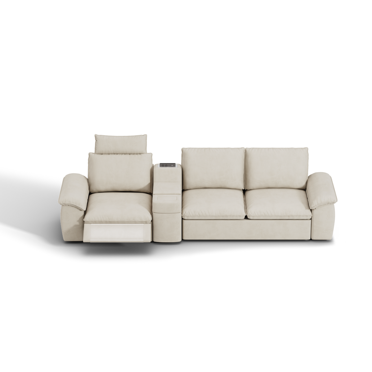 SOMA Oasis II 3 Seat Electric Sofa & Power Console, with Hidden One-pull Sofa Bed | Nap Armrests