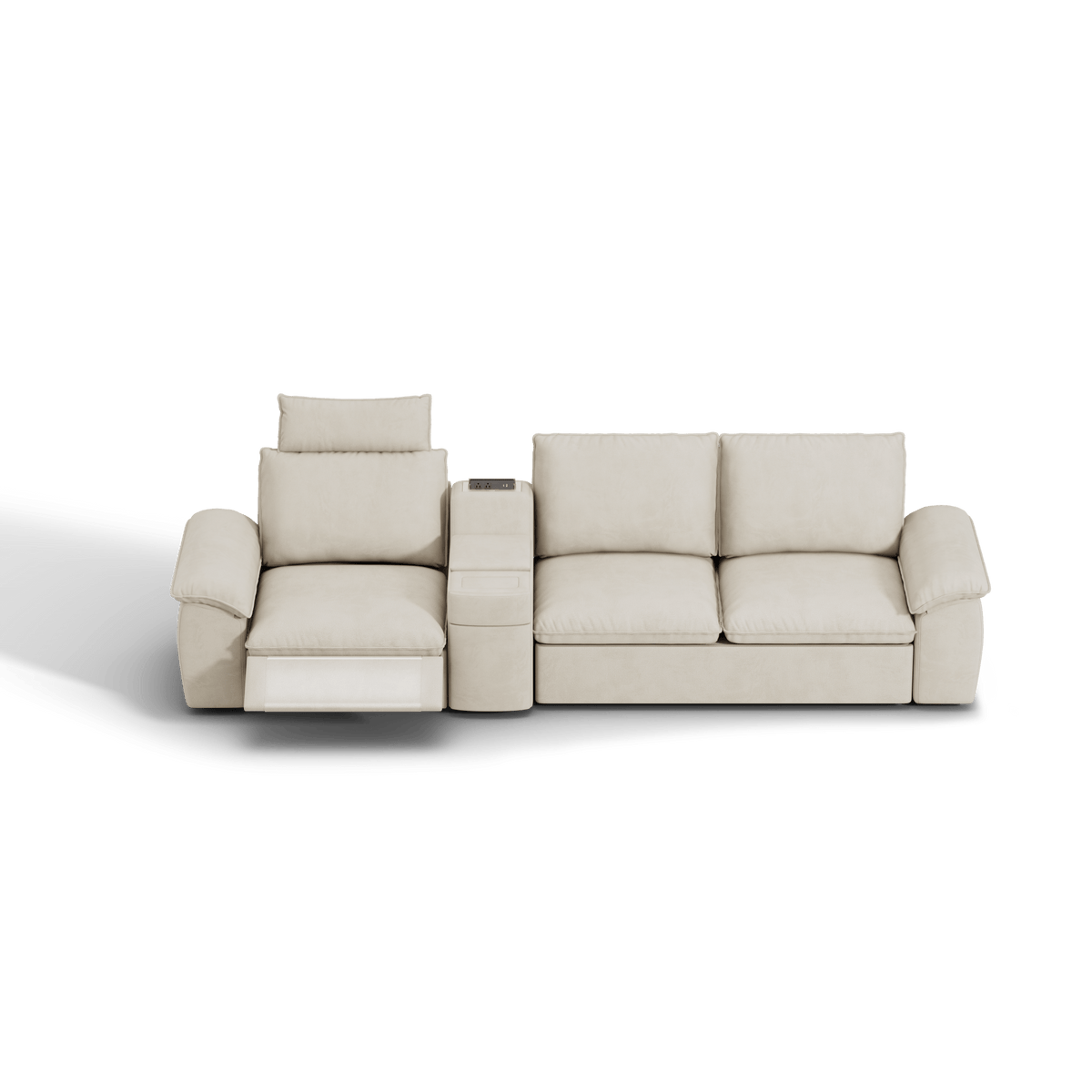 SOMA Oasis II 3 Seat Electric Sofa & Power Console, with Hidden One-pull Sofa Bed | Nap Armrests