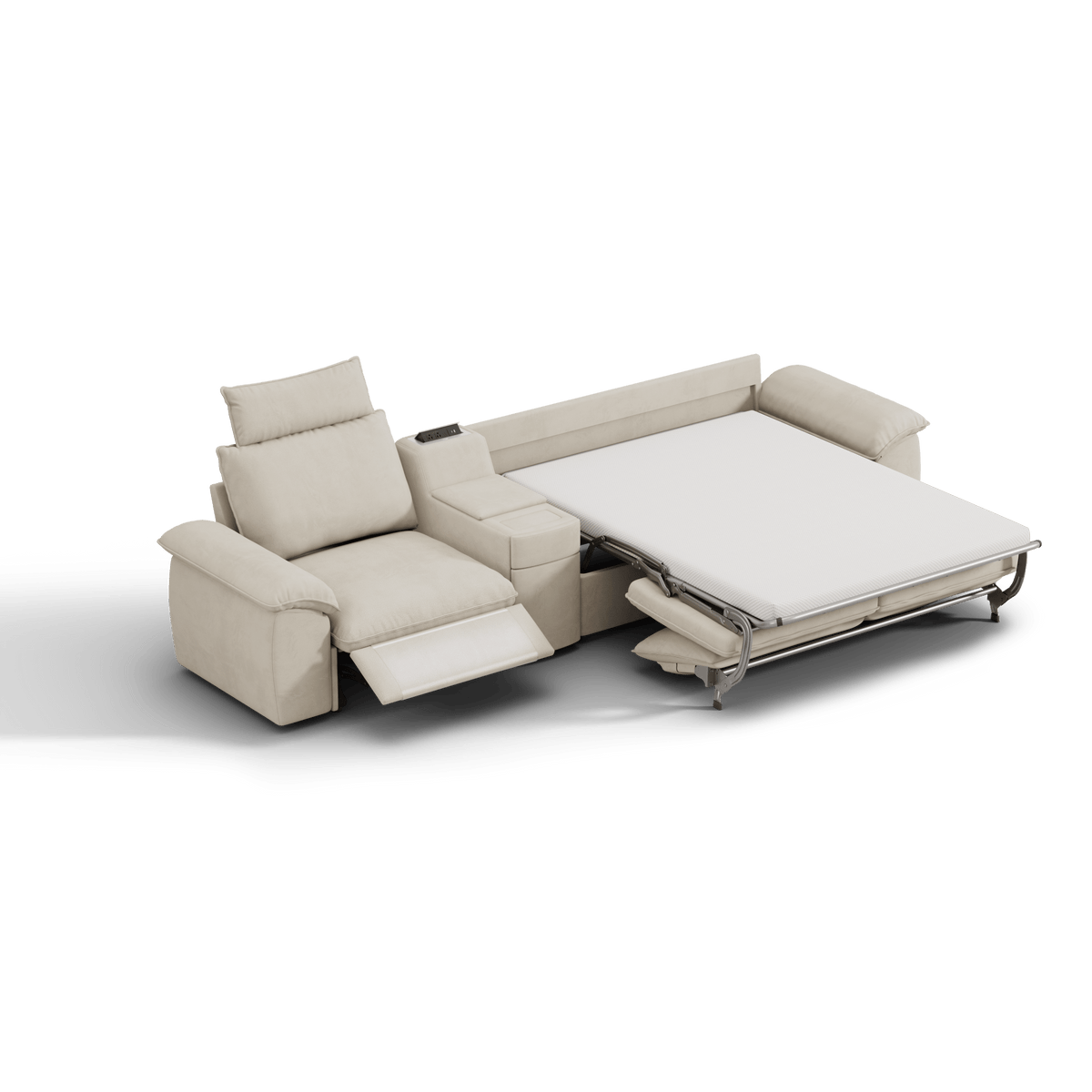 SOMA Oasis II 3 Seat Electric Sofa & Power Console, with Hidden One-pull Sofa Bed | Nap Armrests