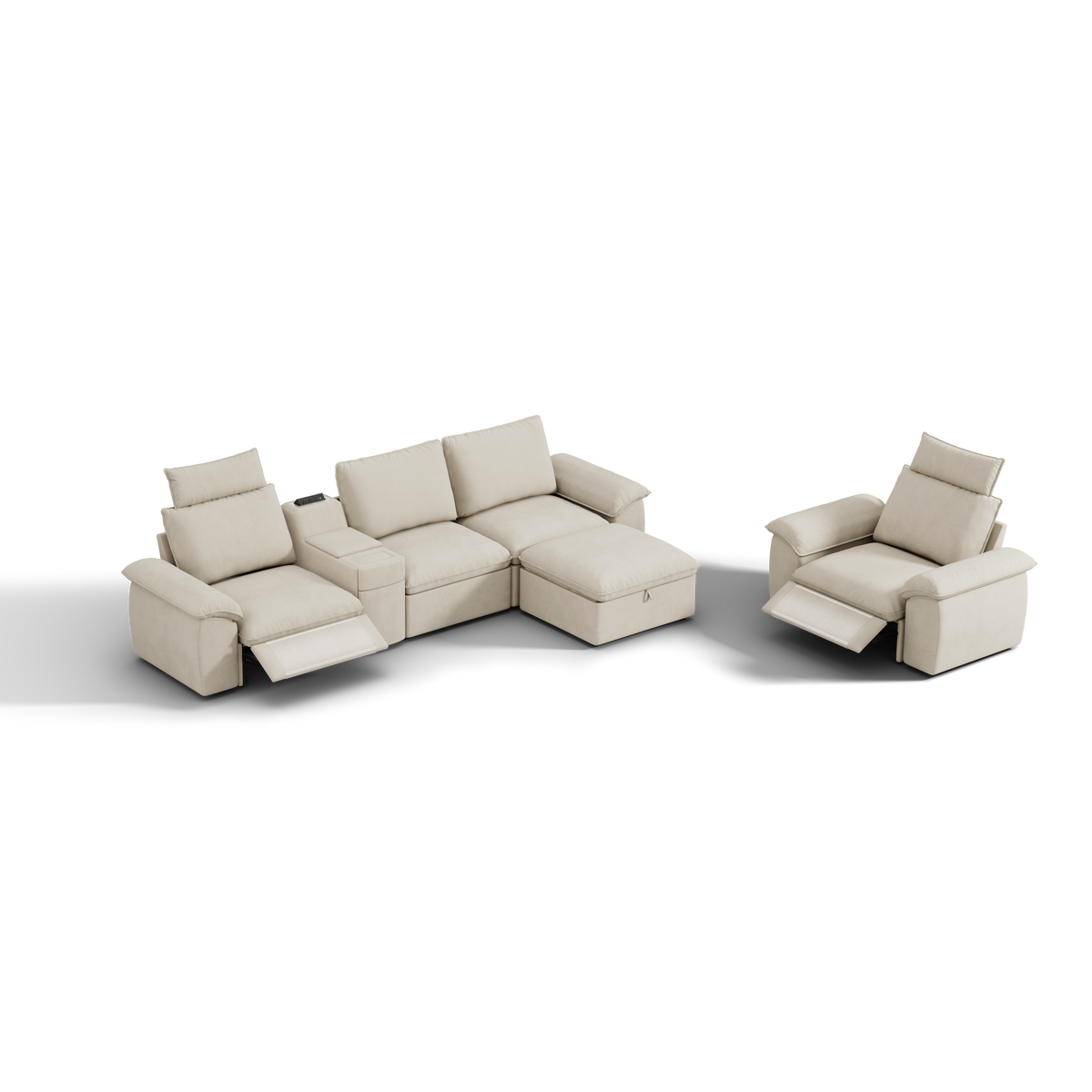 SOMA Bundles 5 Seat Recliner & Power Console for Guest Room | Nap Armrests