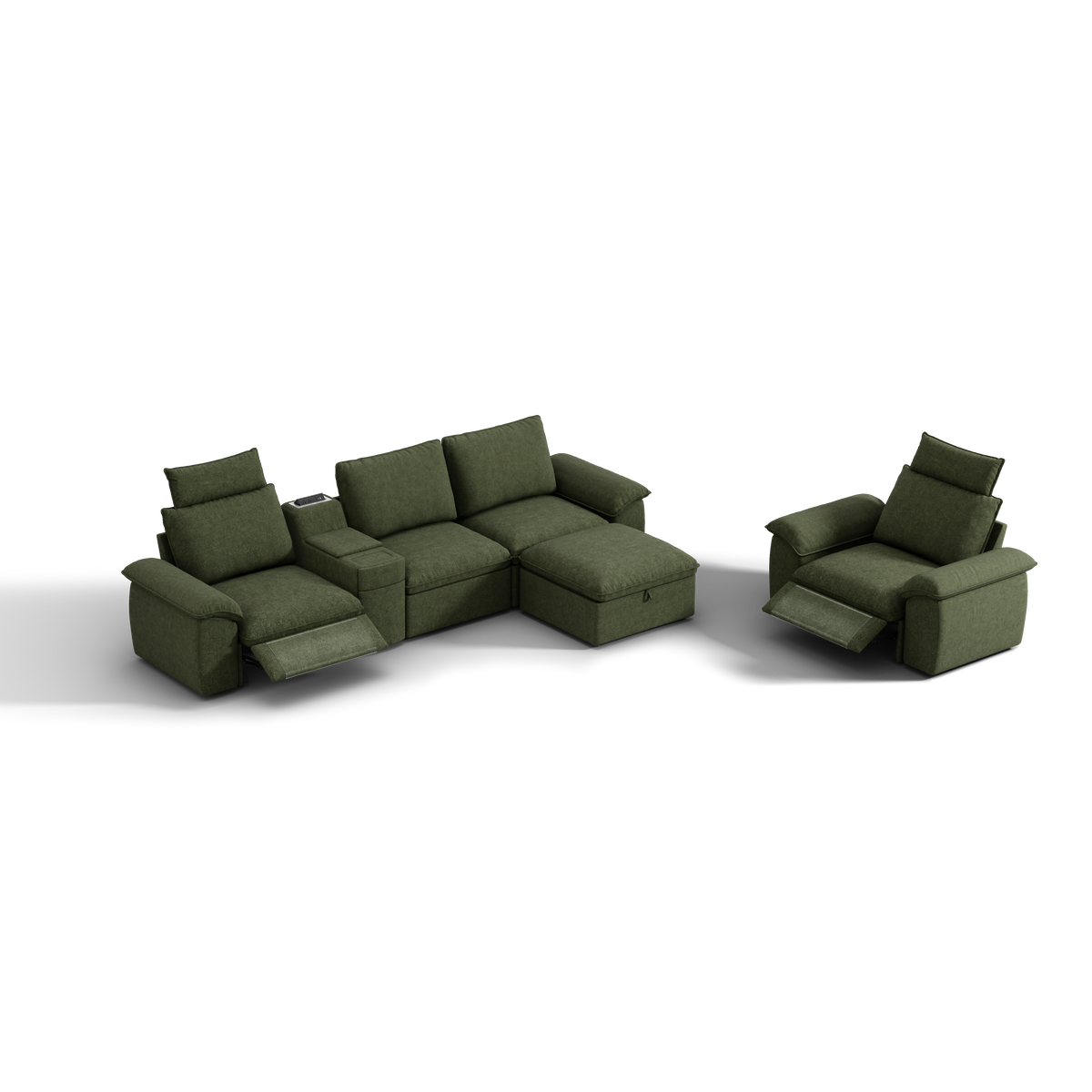 SOMA Bundles 5 Seat Recliner & Power Console for Guest Room | Nap Armrests