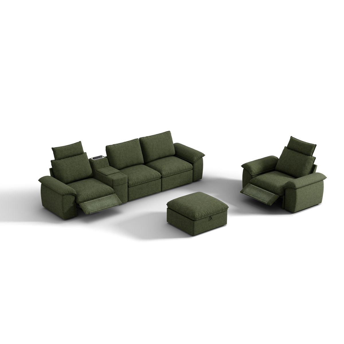 SOMA Bundles 5 Seat Recliner & Power Console for Guest Room | Nap Armrests