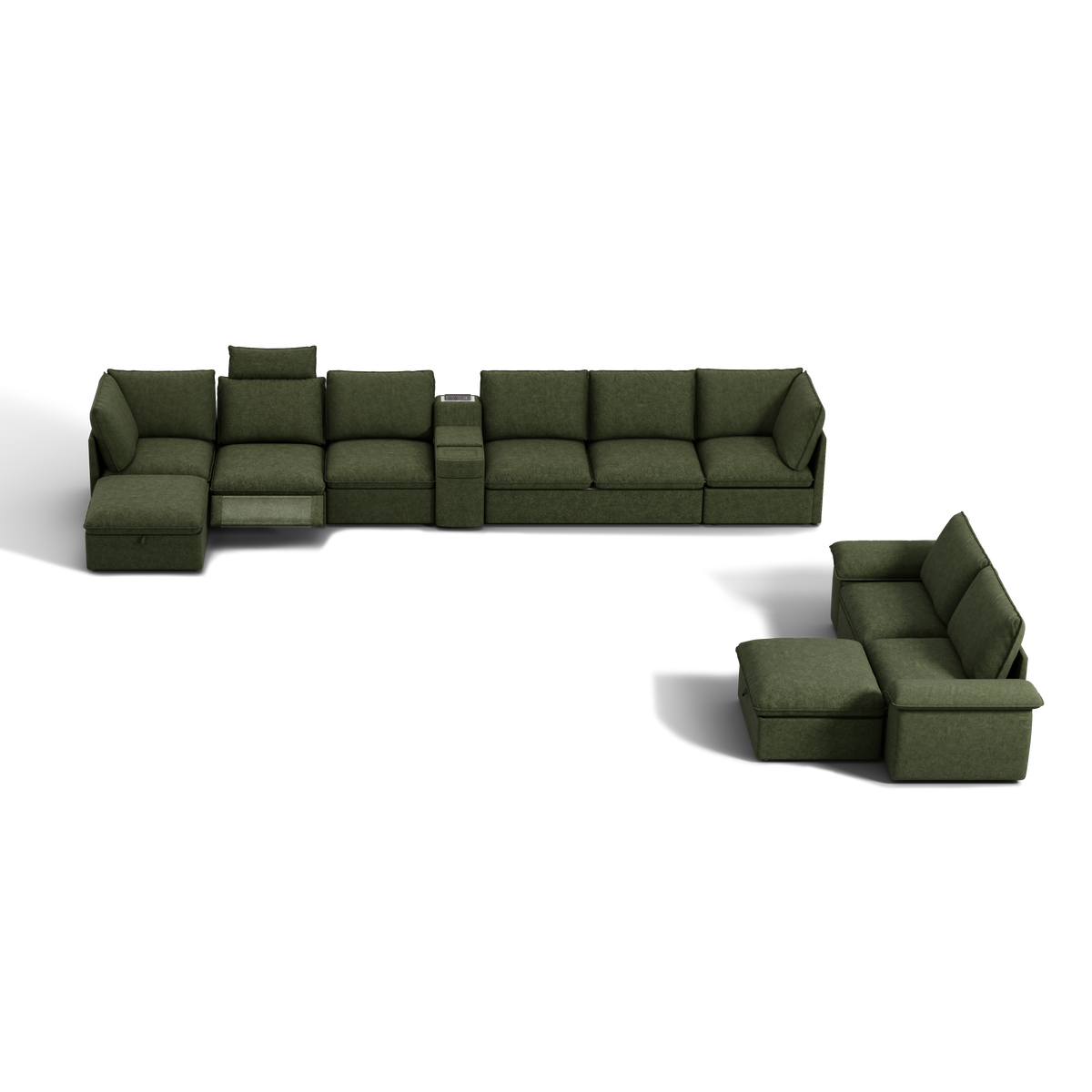 SOMA Bundles 7 Seat Recliner & Power Console, with Hidden One-Pull Sofa Bed | Nap Armrests