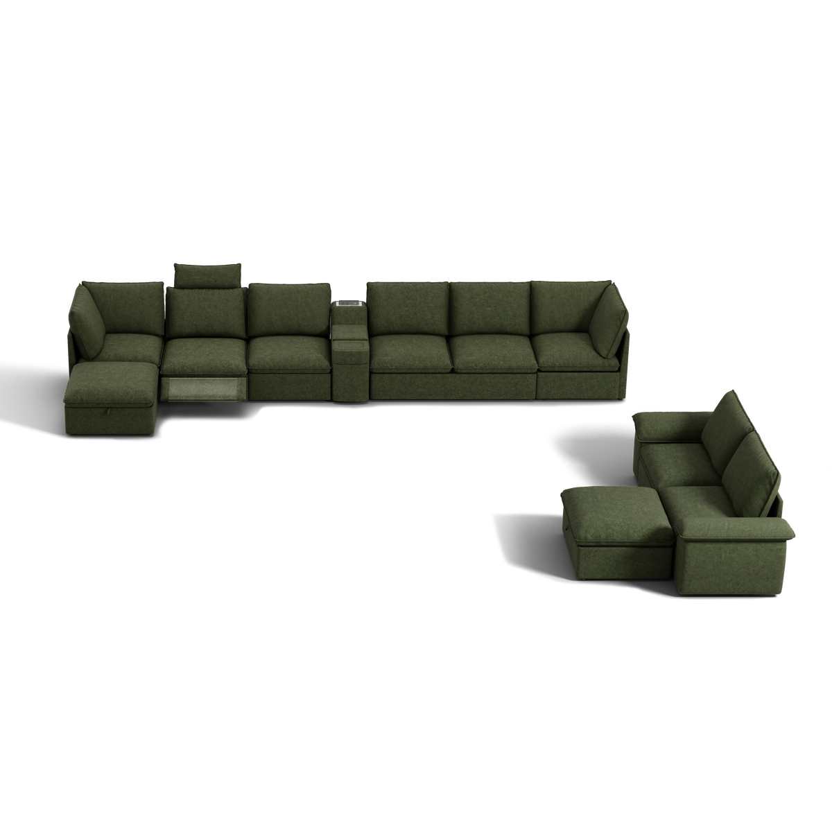 SOMA Bundles 7 Seat Recliner & Power Console, with 2IN1 Hidden Sleeper Sofa Bed | Nap Armrests