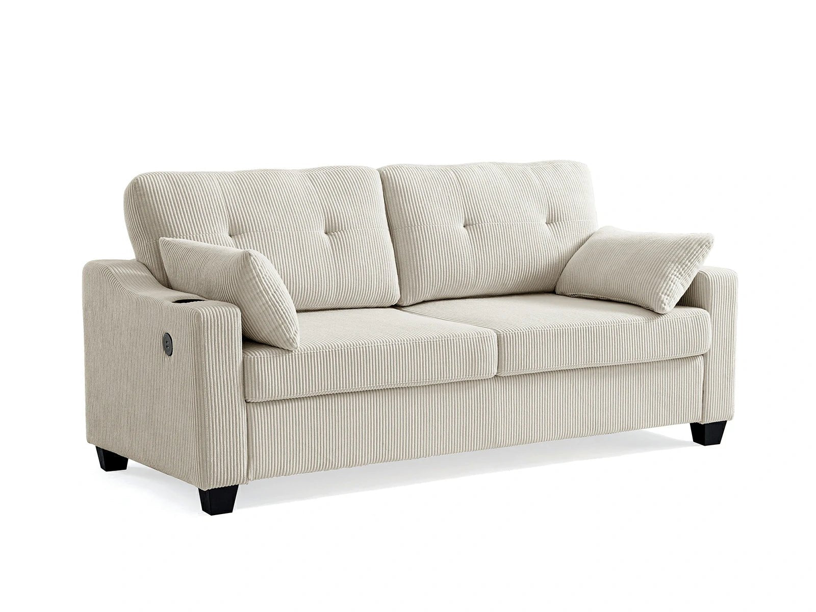 CURLIN Queen Size 2IN1 Corduroy Pull Out Sofa Bed - white