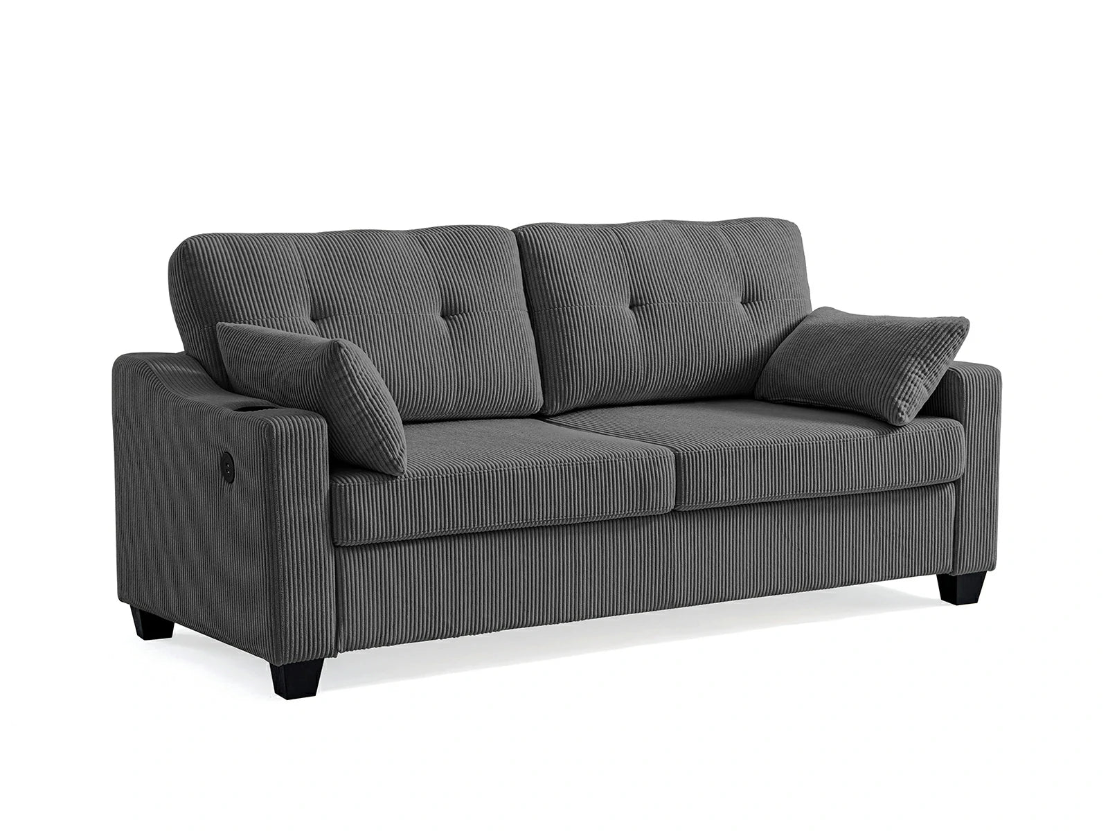 CURLIN Queen Size 2IN1 Corduroy Pull Out Sofa Bed - drak grey