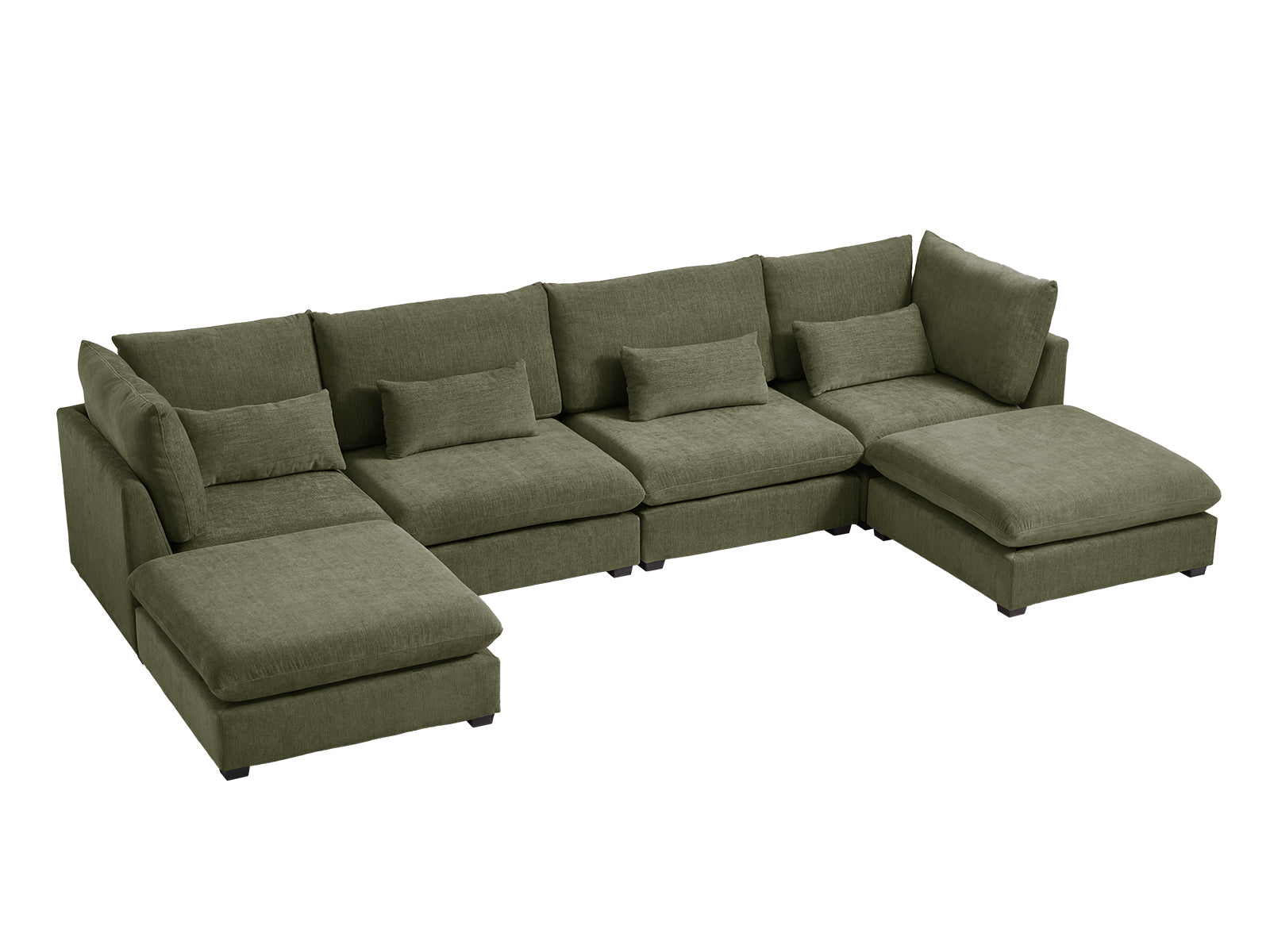 MONARCA Chenille 4 Seats with 2 Ottomans