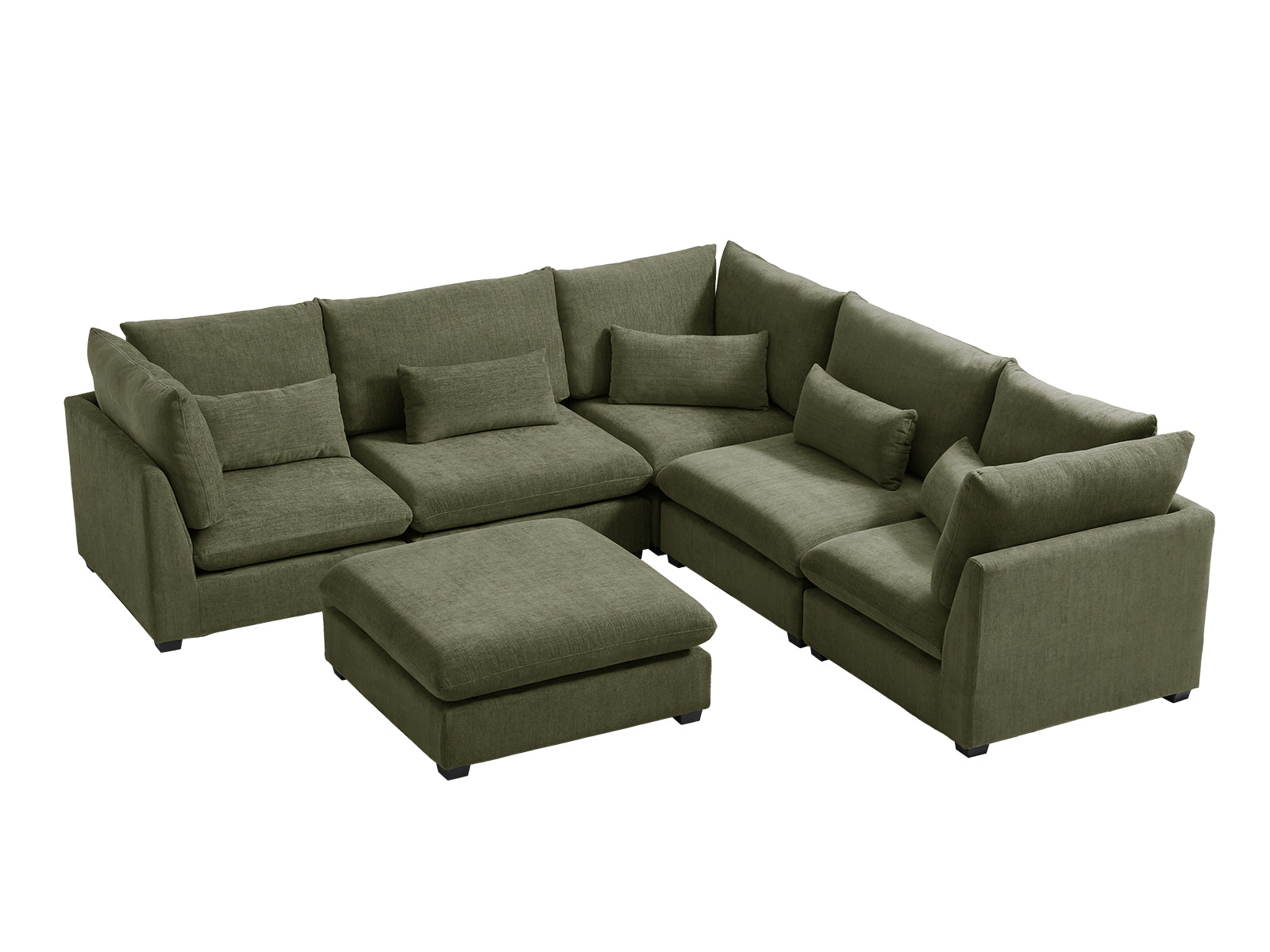 MONARCA Chenille 4 Seats with Corner & Ottoman