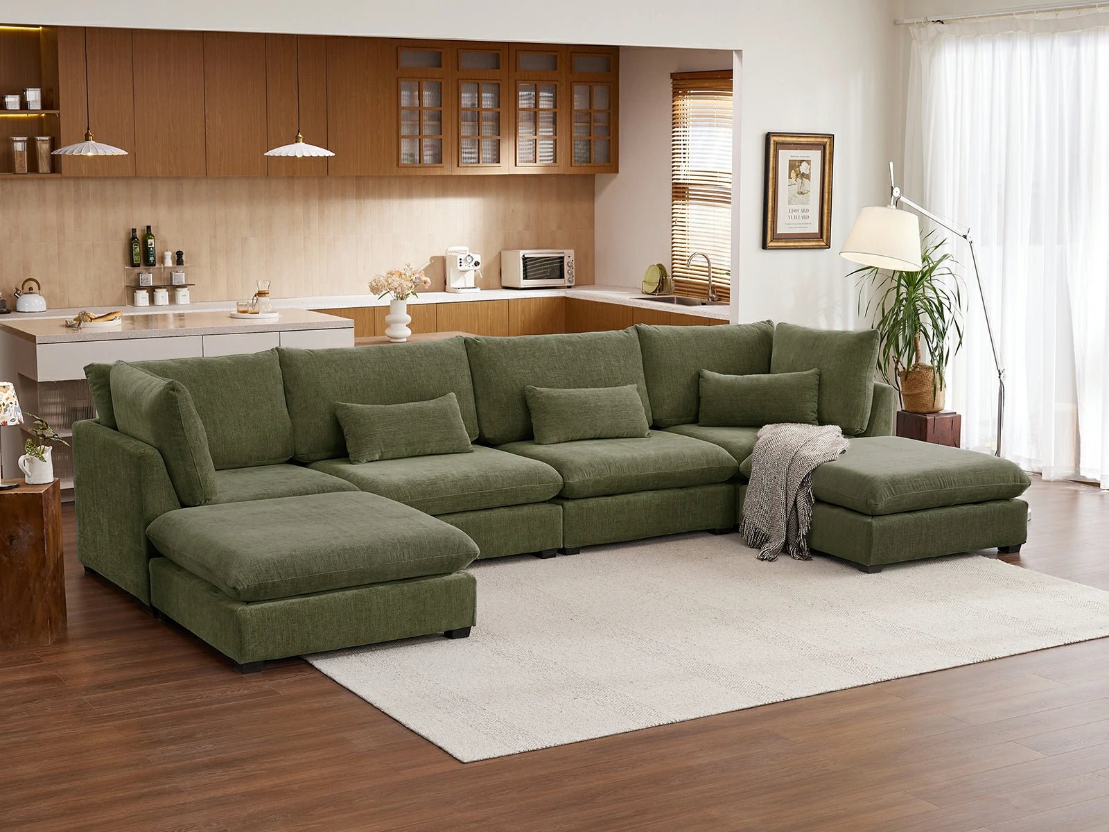 MONARCA Chenille 4 Seats with 2 Ottomans