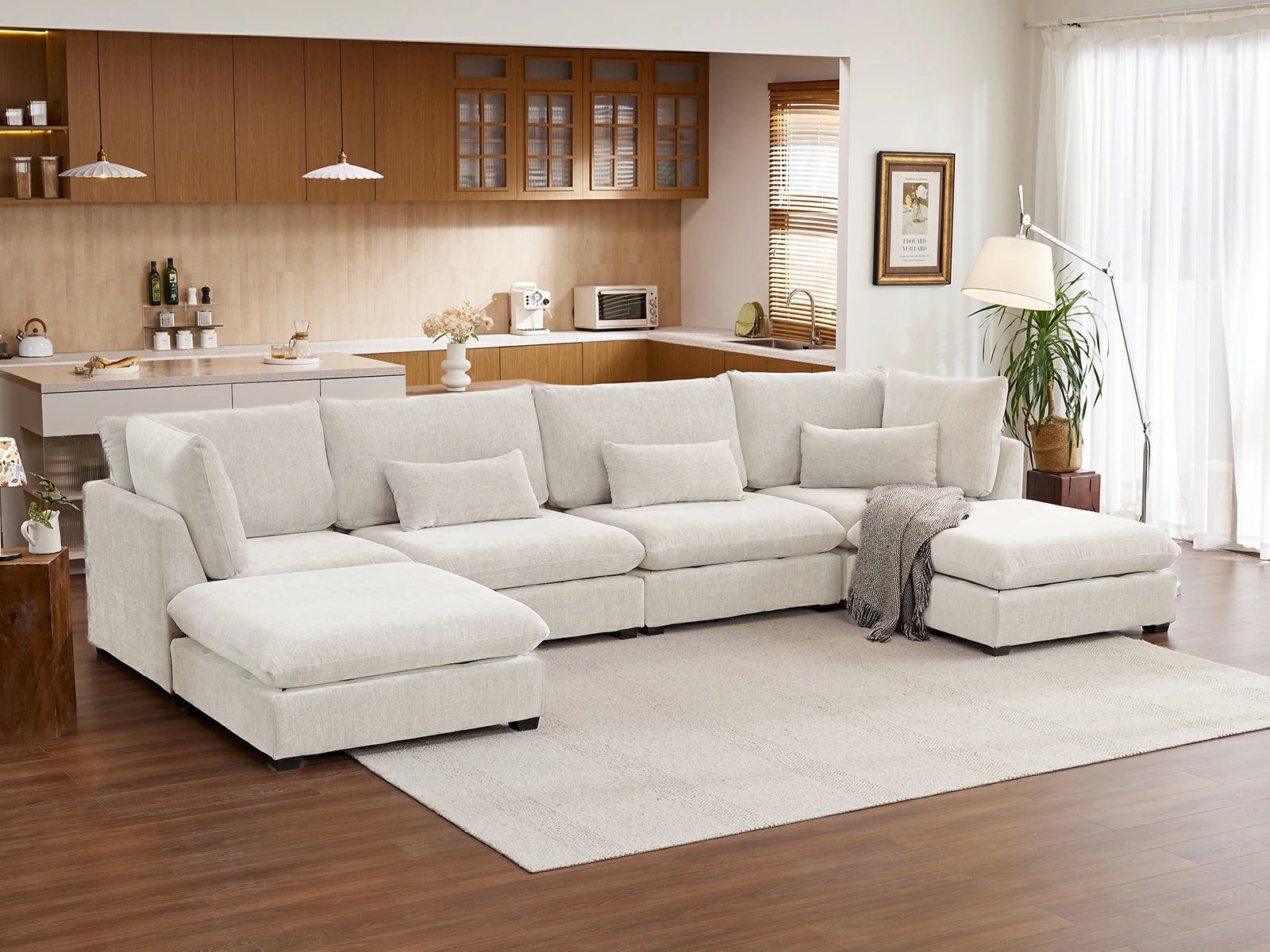 MONARCA Chenille 4 Seats with 2 Ottomans