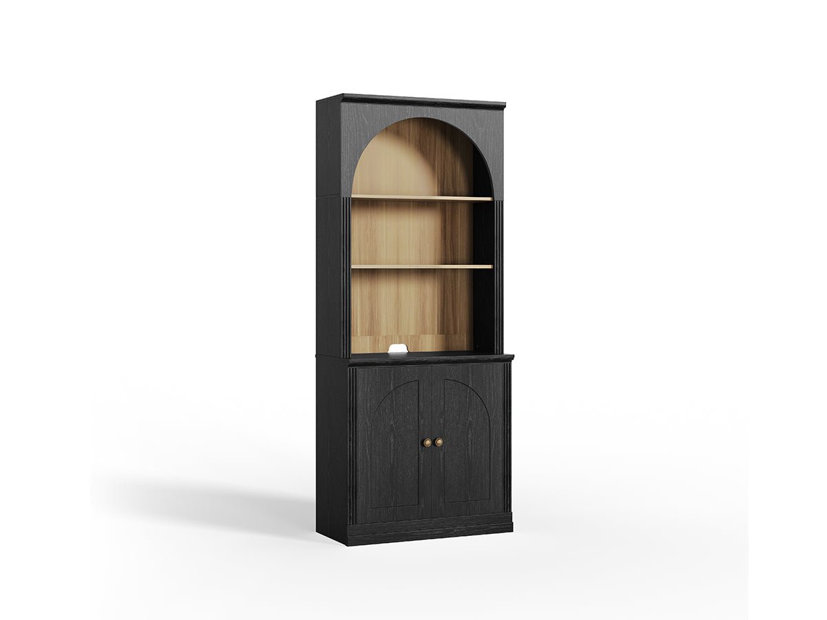 Monos black tall flat-top hinged storage cabinet shown on a clean white background