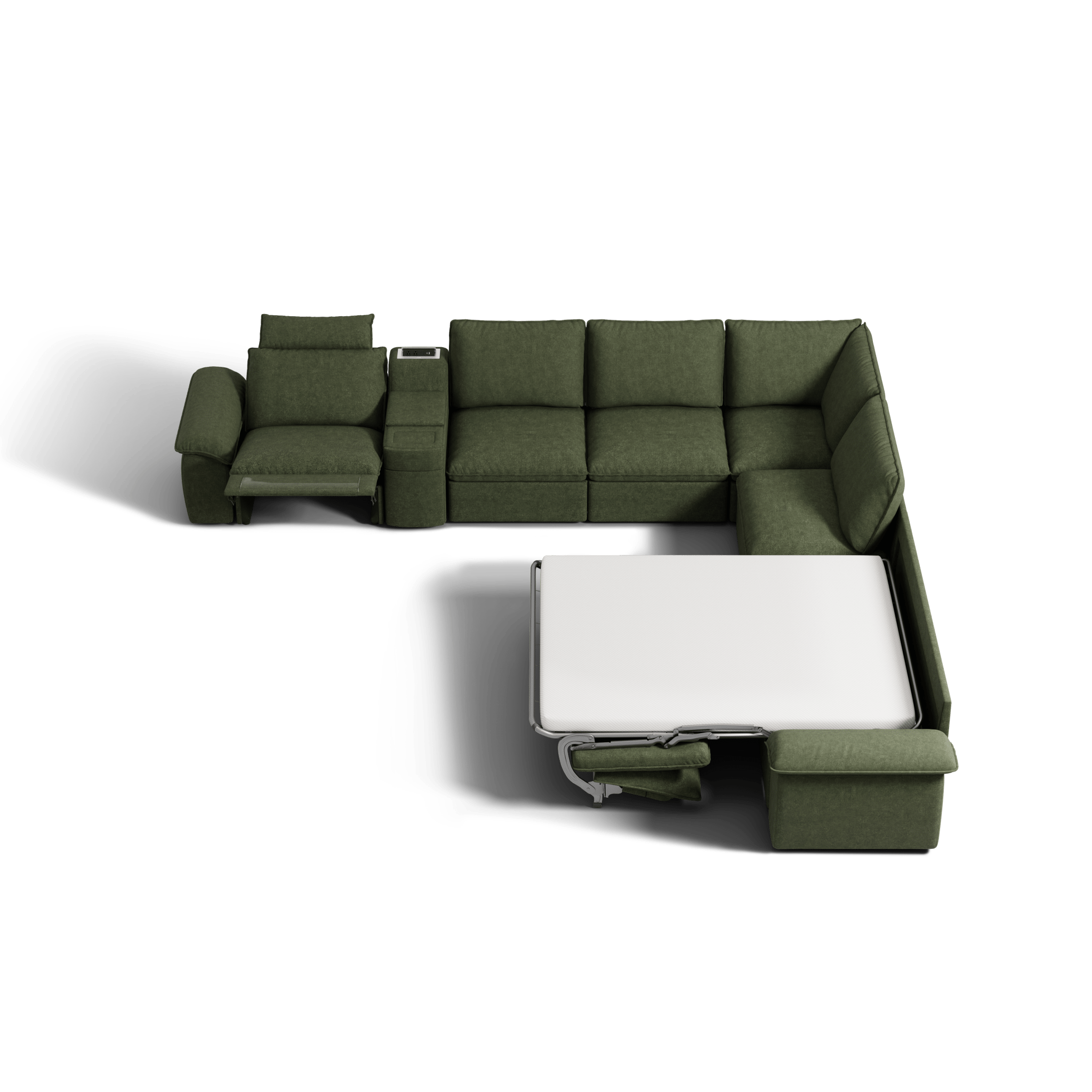 SOMA Oasis II charcoal gray V-shaped modular recliner sofa shown from the side