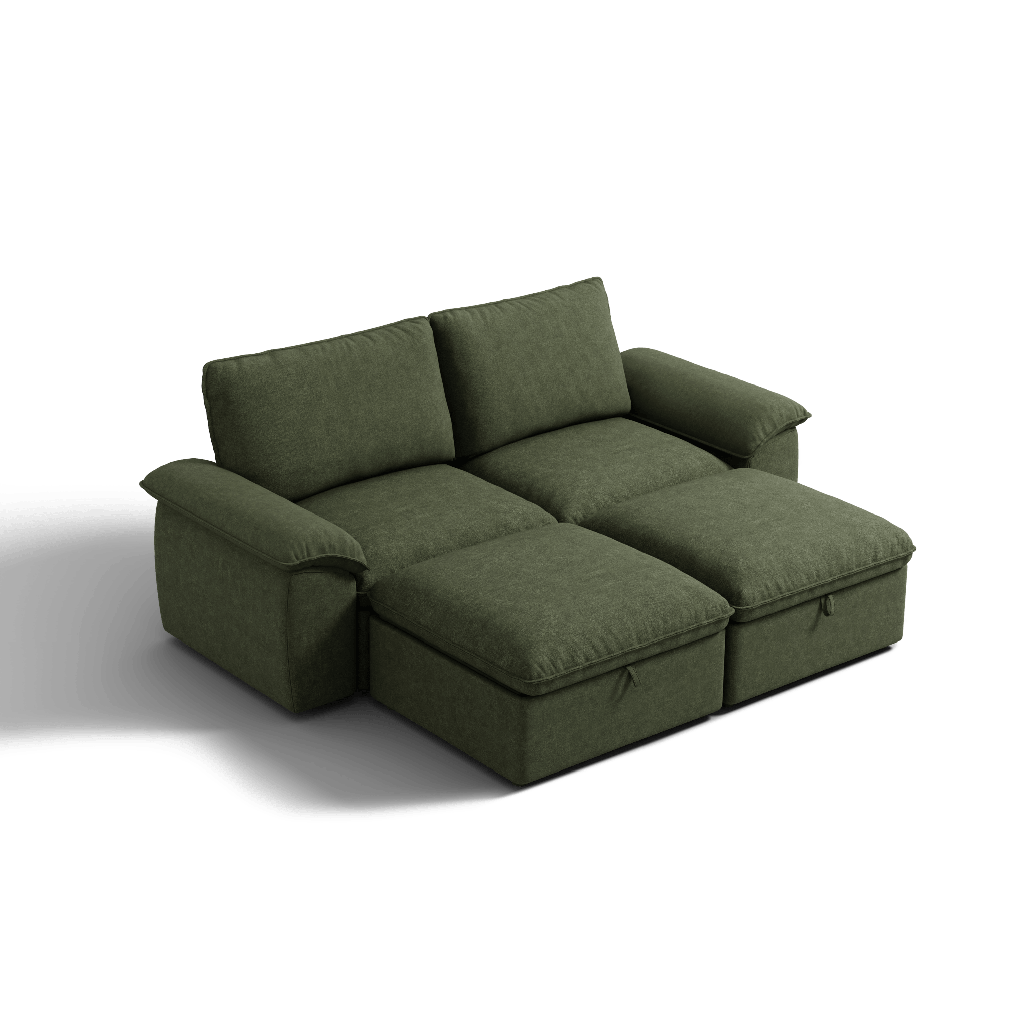 SOMA Origins II forest green 4 seat modular recliner sofa with nap armrests and ottoman
