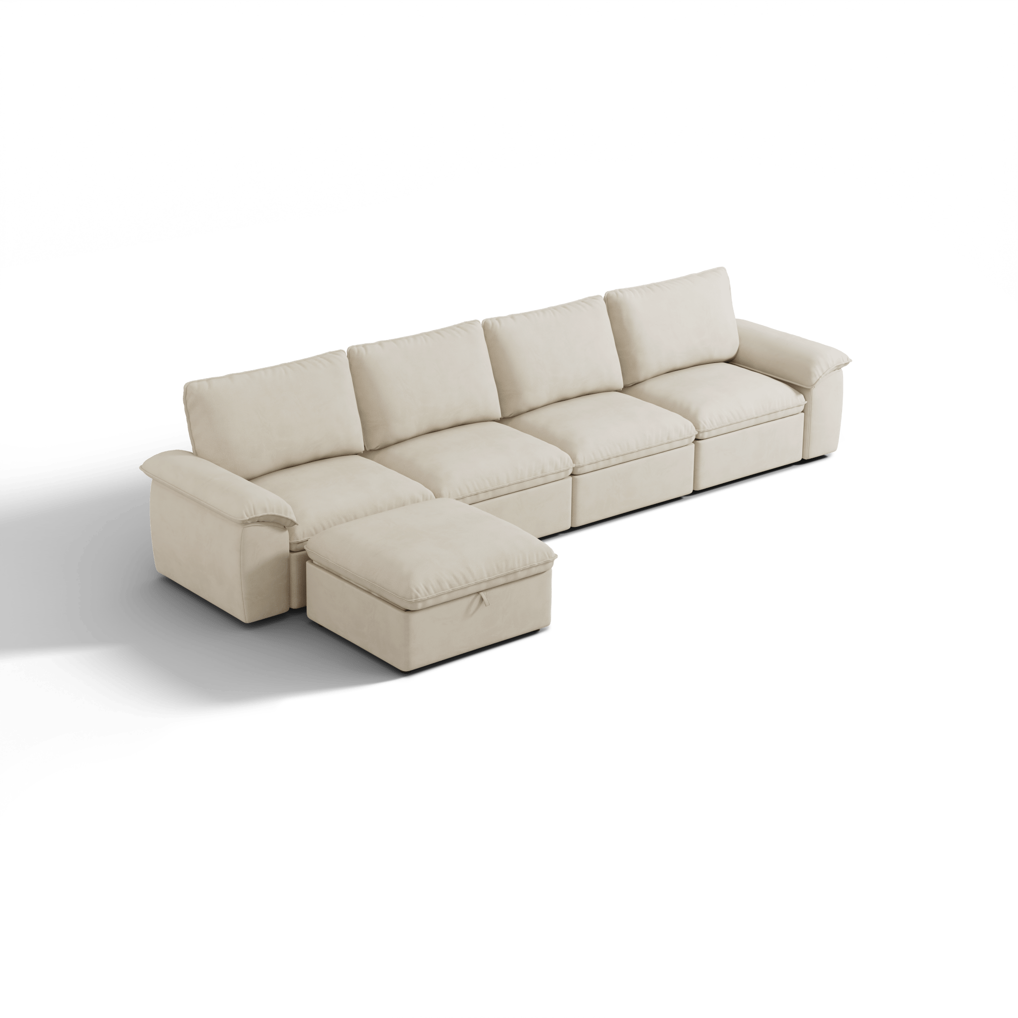 SOMA Origins II oat beige 5 seat L-shaped modular recliner sofa with nap armrests and ottoman