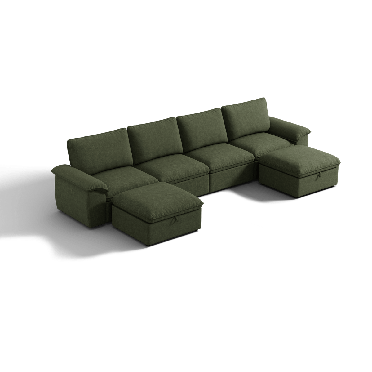 SOMA Origins II forest green 6 seat U-shaped modular recliner sofa with nap armrests and ottoman