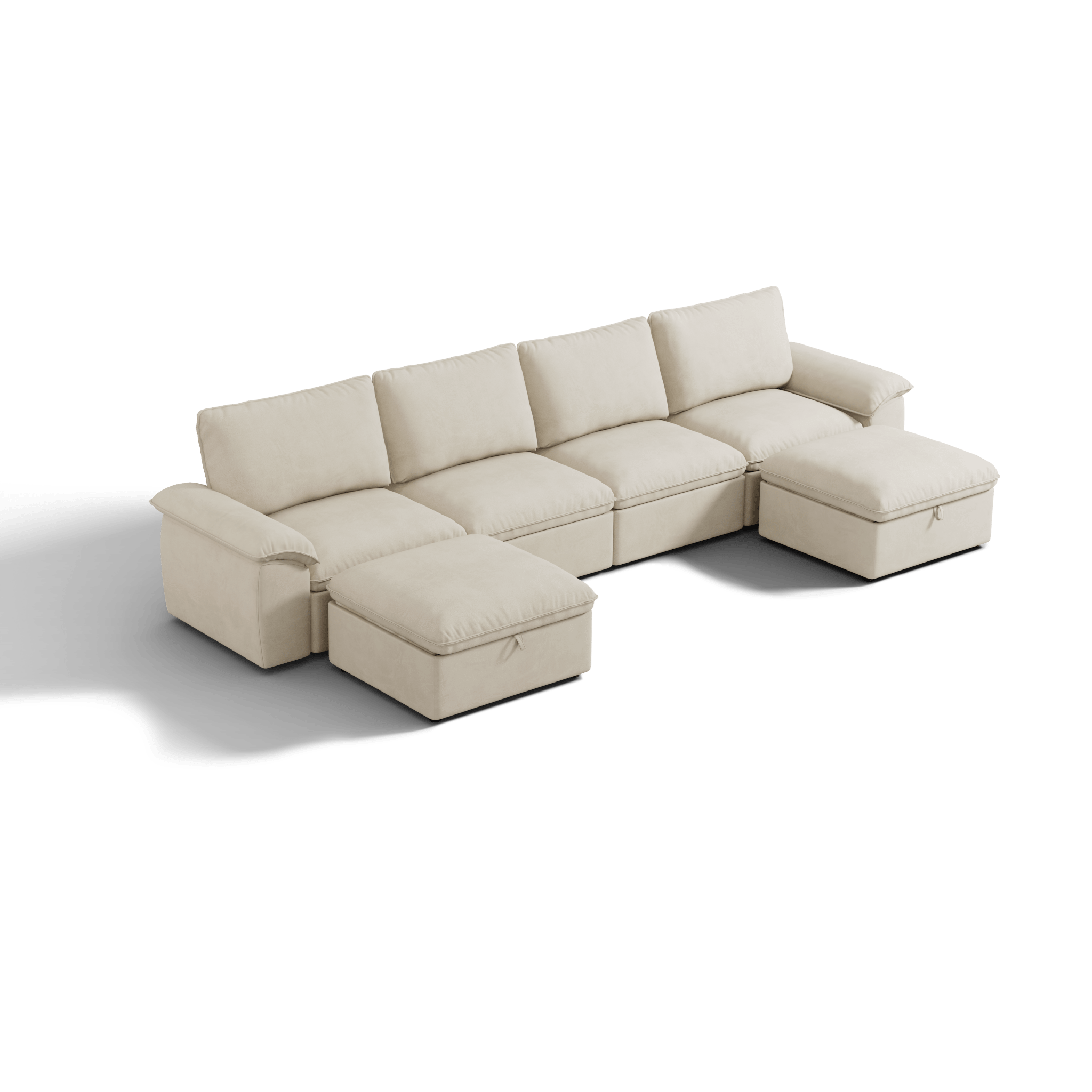 SOMA Origins II oat beige 6 seat U-shaped modular recliner sofa with nap armrests and ottoman