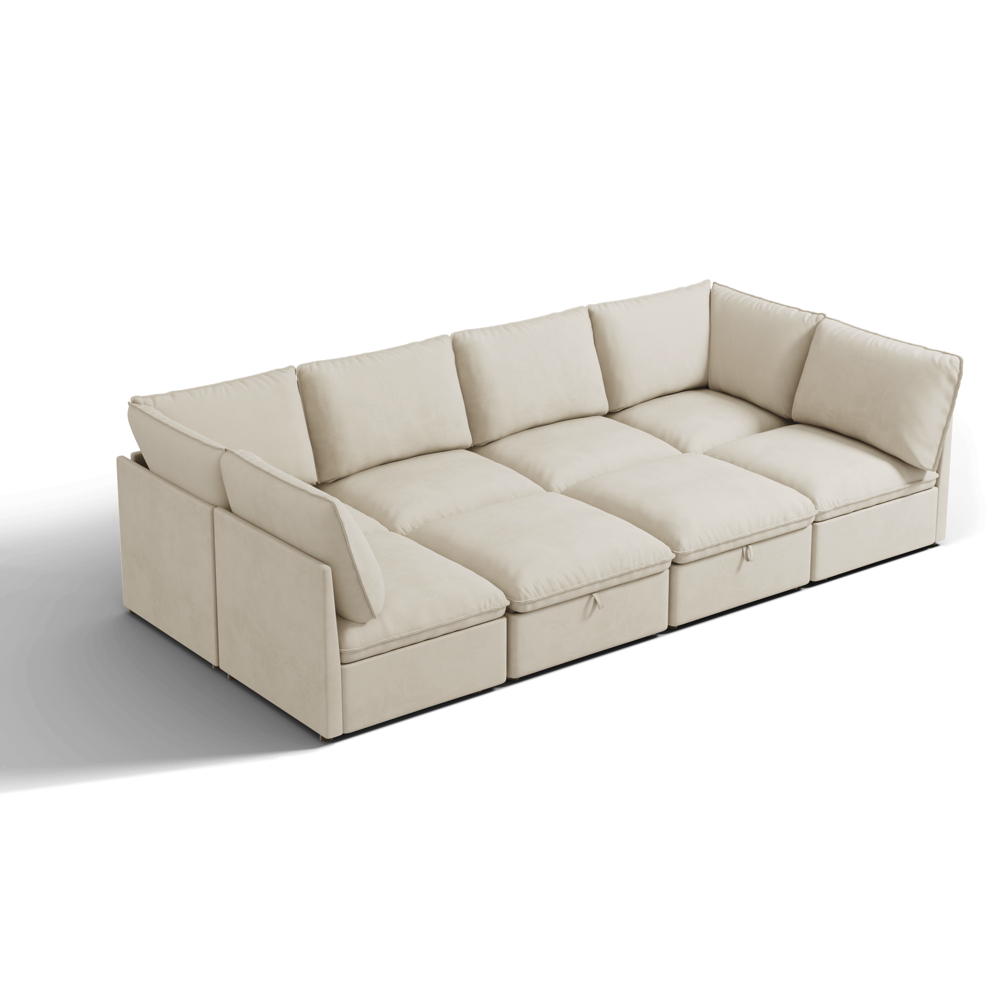 SOMA Origins I oat beige 8 seat modular sleeper sofa with two ottomans