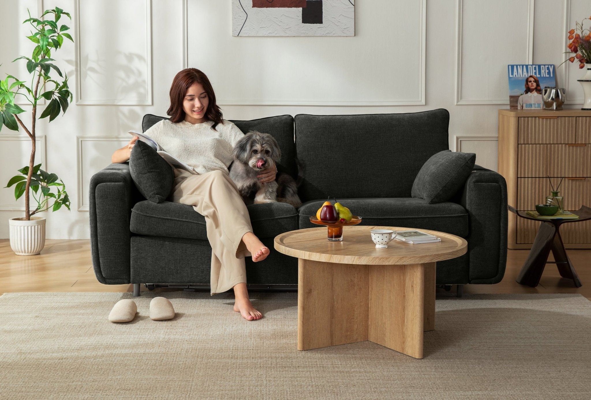 LUMI 2 - in - 1 Queen Sleeper Sofa with One - Pull Bed, USB Charging & RGB