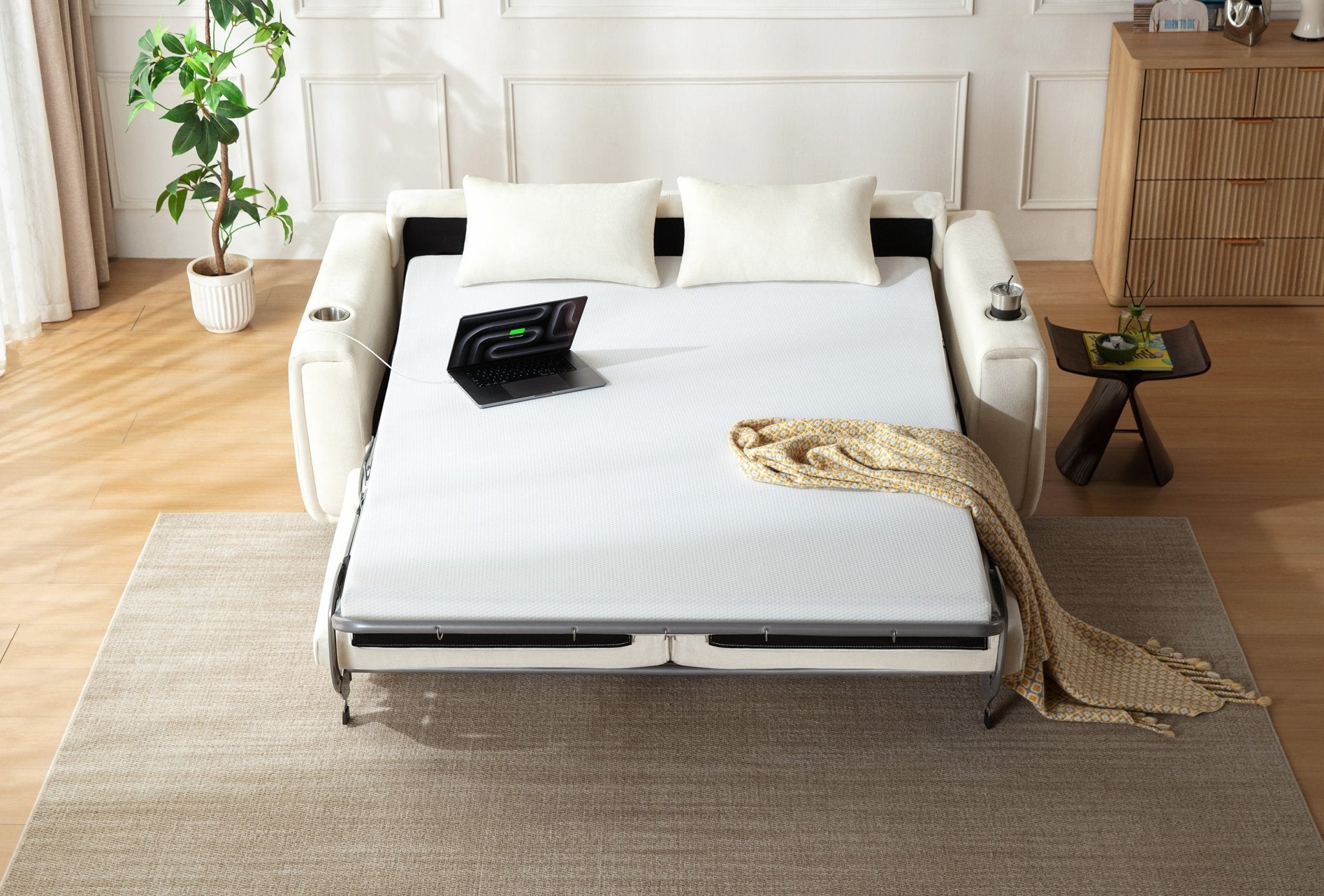 LUMI 2 - in - 1 Queen Sleeper Sofa with One - Pull Bed, USB Charging & RGB