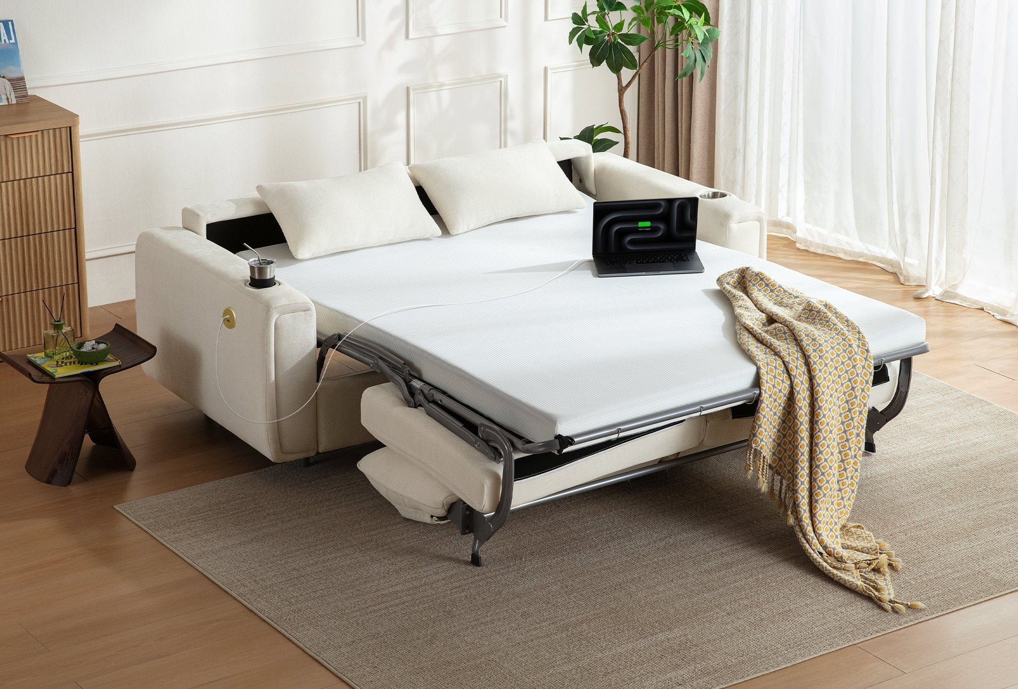 LUMI 2 - in - 1 Queen Sleeper Sofa with One - Pull Bed, USB Charging & RGB